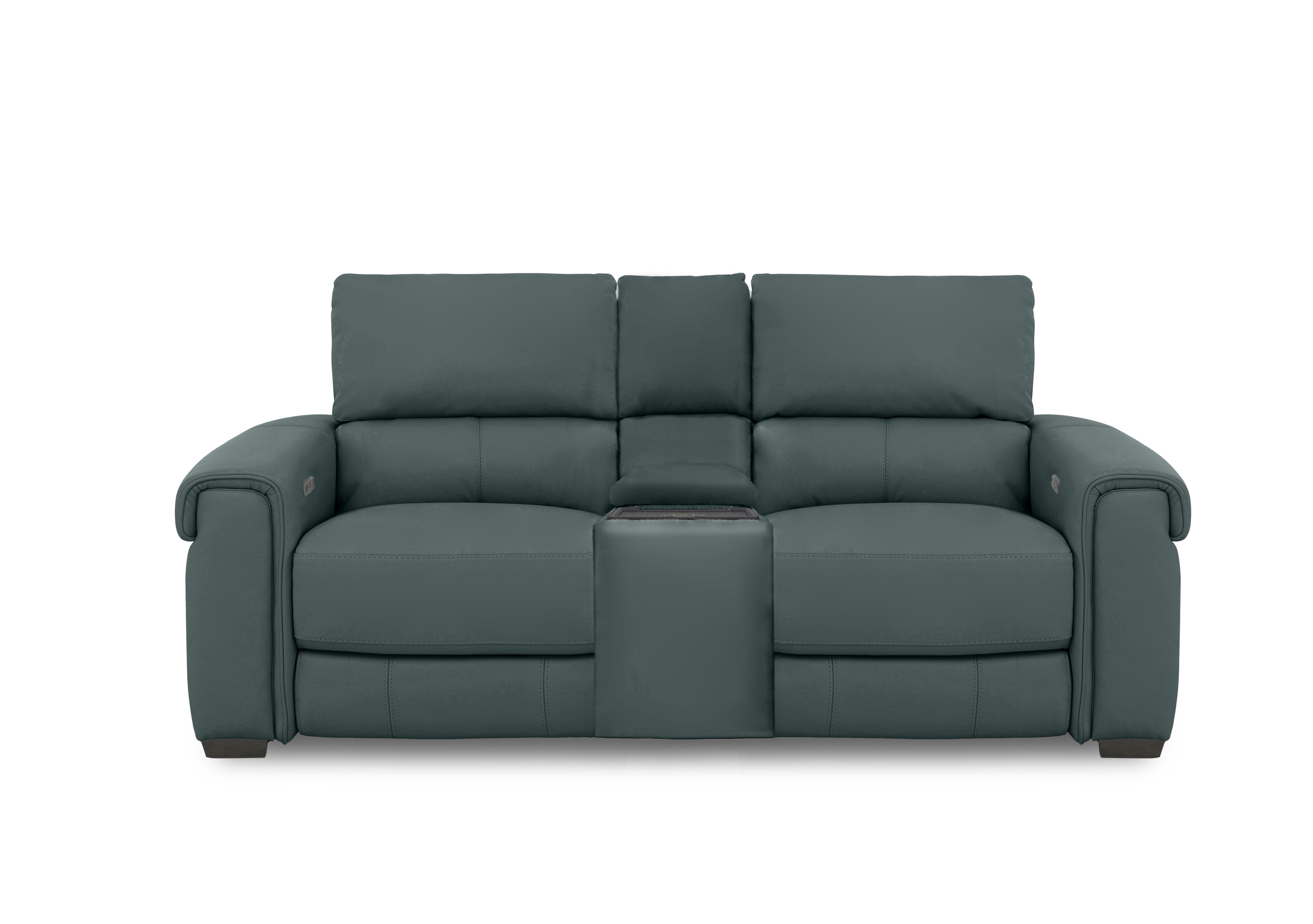 Nixon 2 Seater Leather Power Recliner Sofa with Cupholder Power Console in Nc-301e Lake Green on Furniture Village