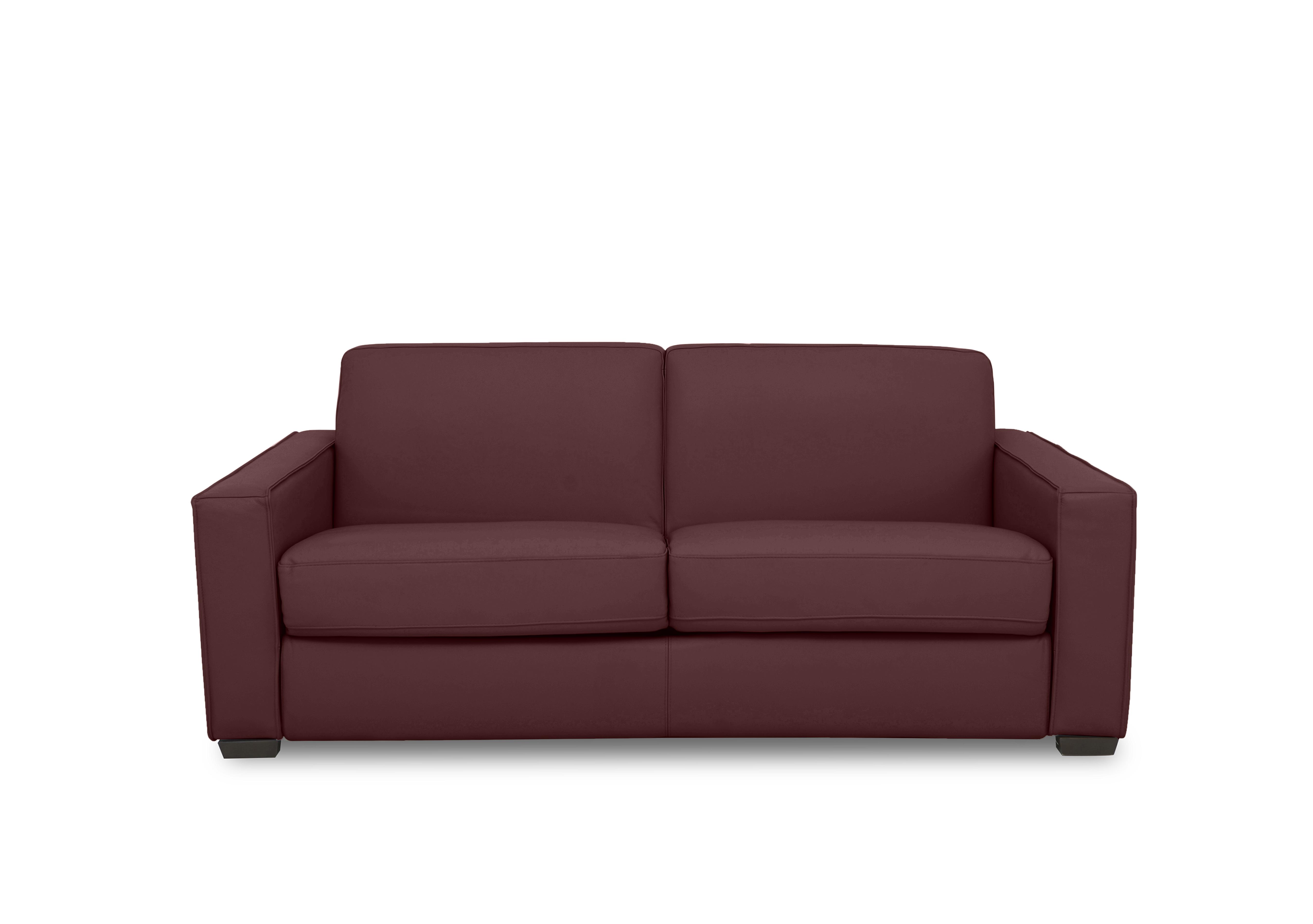 Parma 3 Seater Leather Manual Sofa Bed in Nc-035c Deep Red on Furniture Village