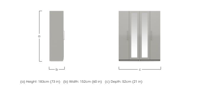 Castle 4 Door Hinged Wardrobe with 2 Mirror Doors in  on Furniture Village