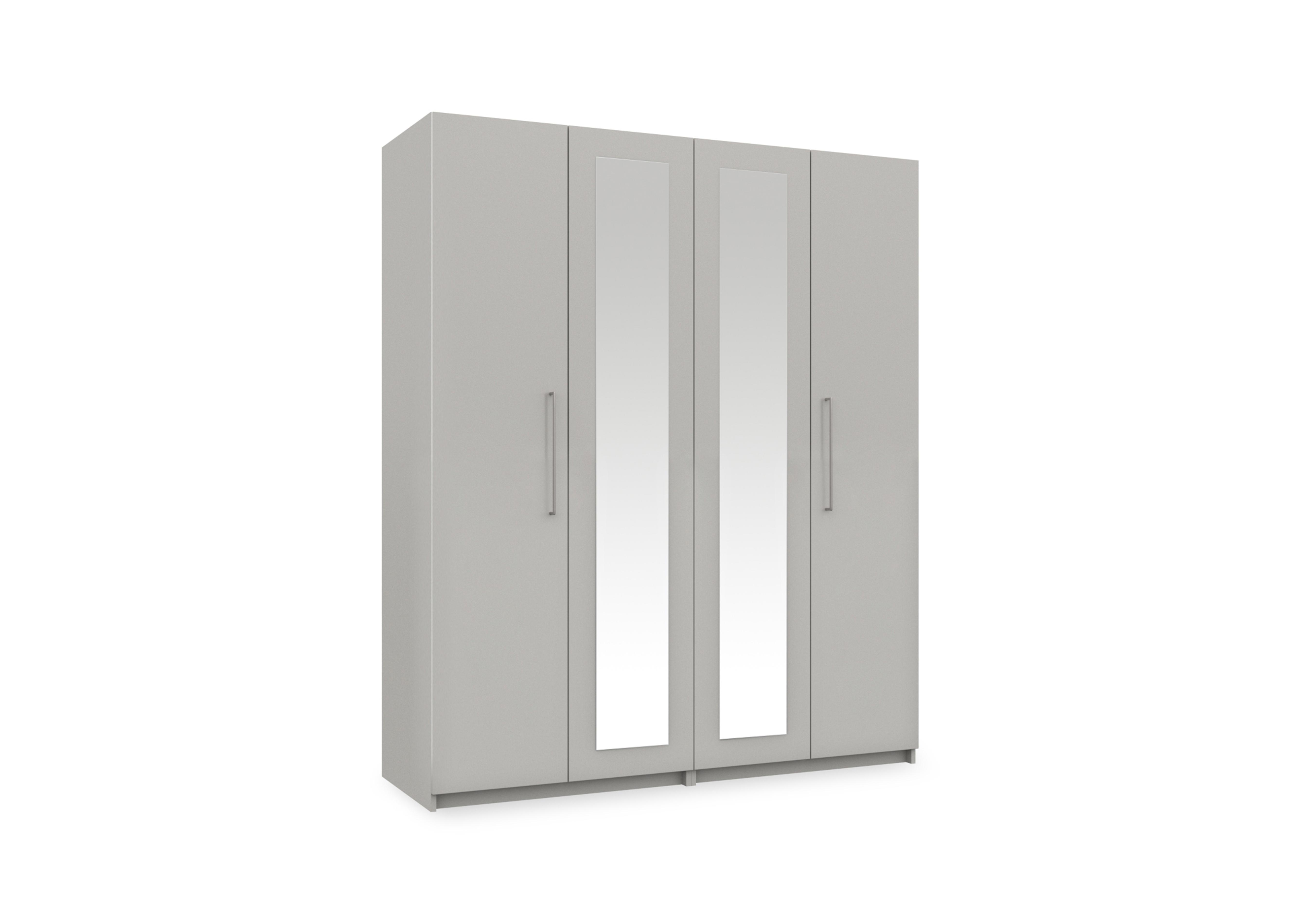 Castle 4 Door Hinged Wardrobe with 2 Mirror Doors in Grey Gloss on Furniture Village