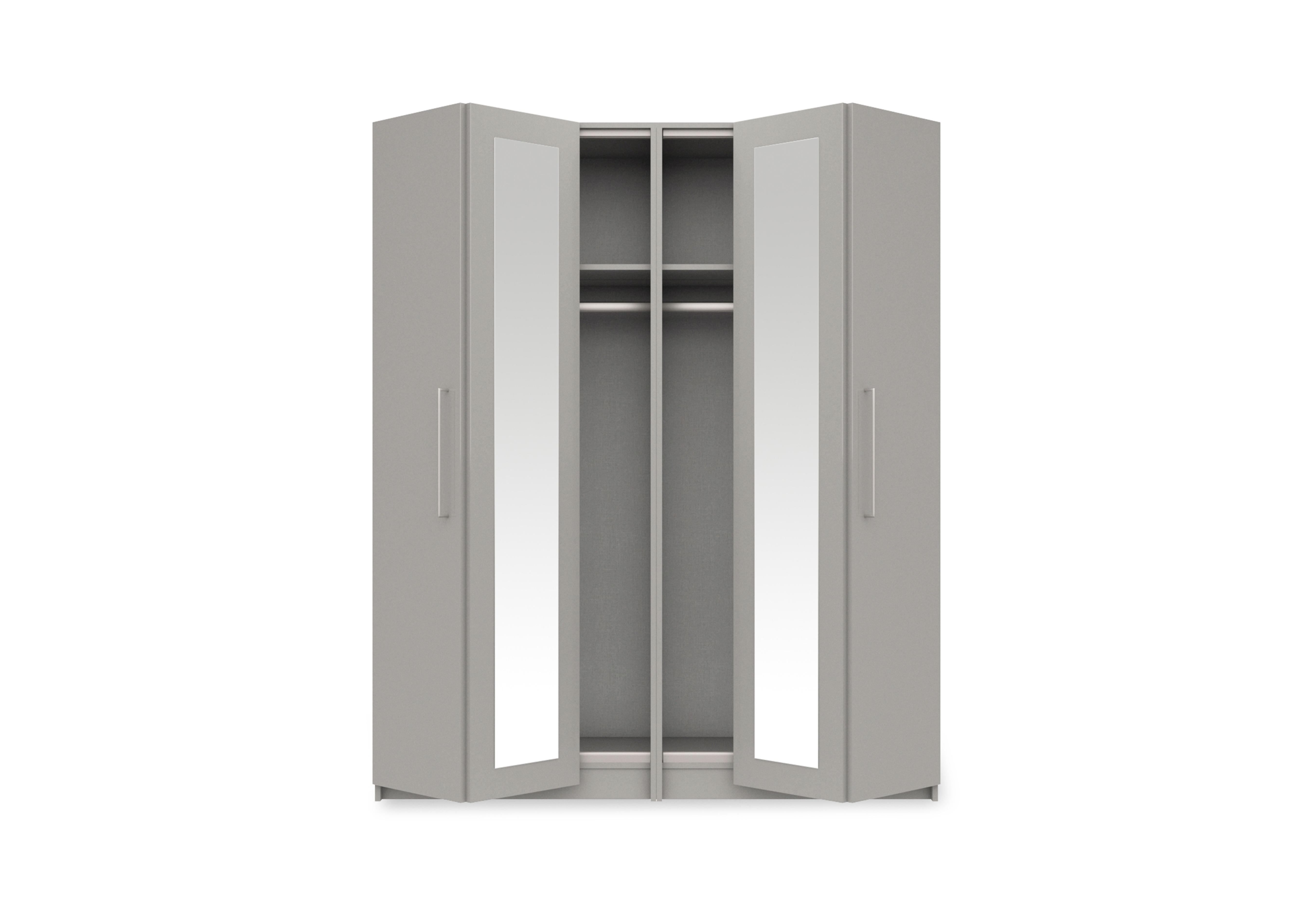 Castle 4 Door Bifold Wardrobe with 2 Centre Mirror Doors in Grey Gloss on Furniture Village