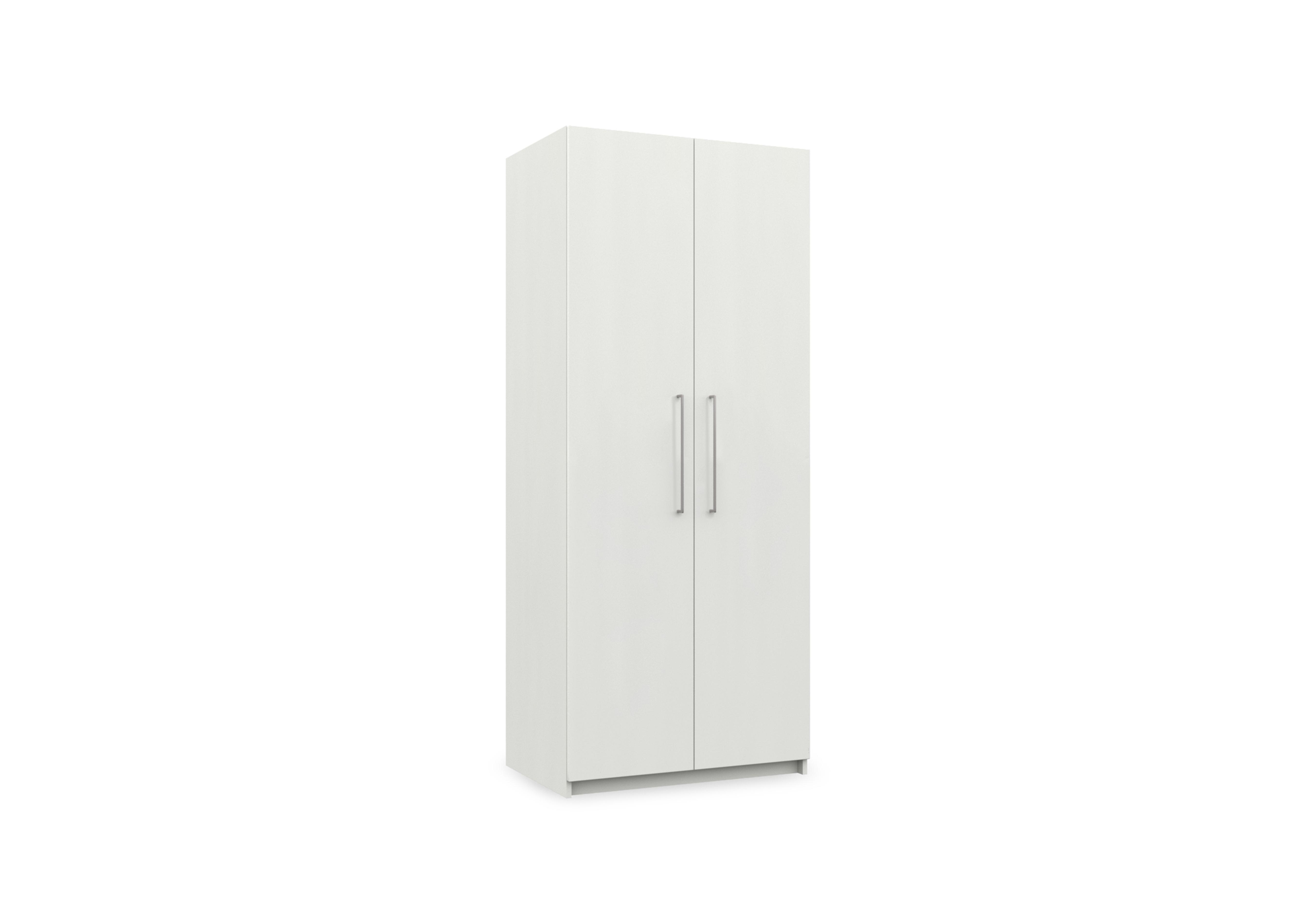 Castle 2 Door Hinged Wardrobe in Frost White Gloss on Furniture Village