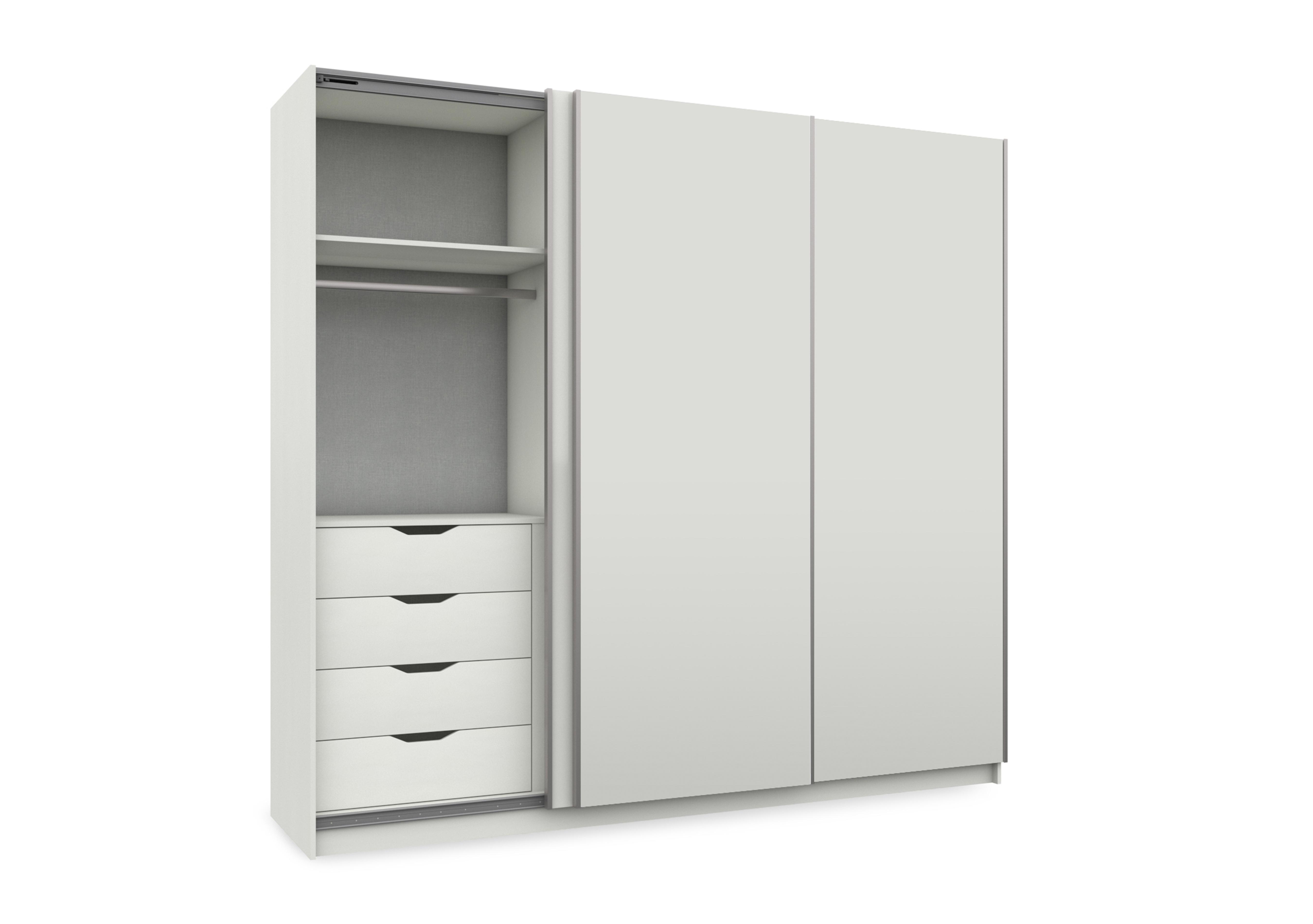 Castle 240cm 3 Door Sliding Wardrobe in Frost White Gloss on Furniture Village