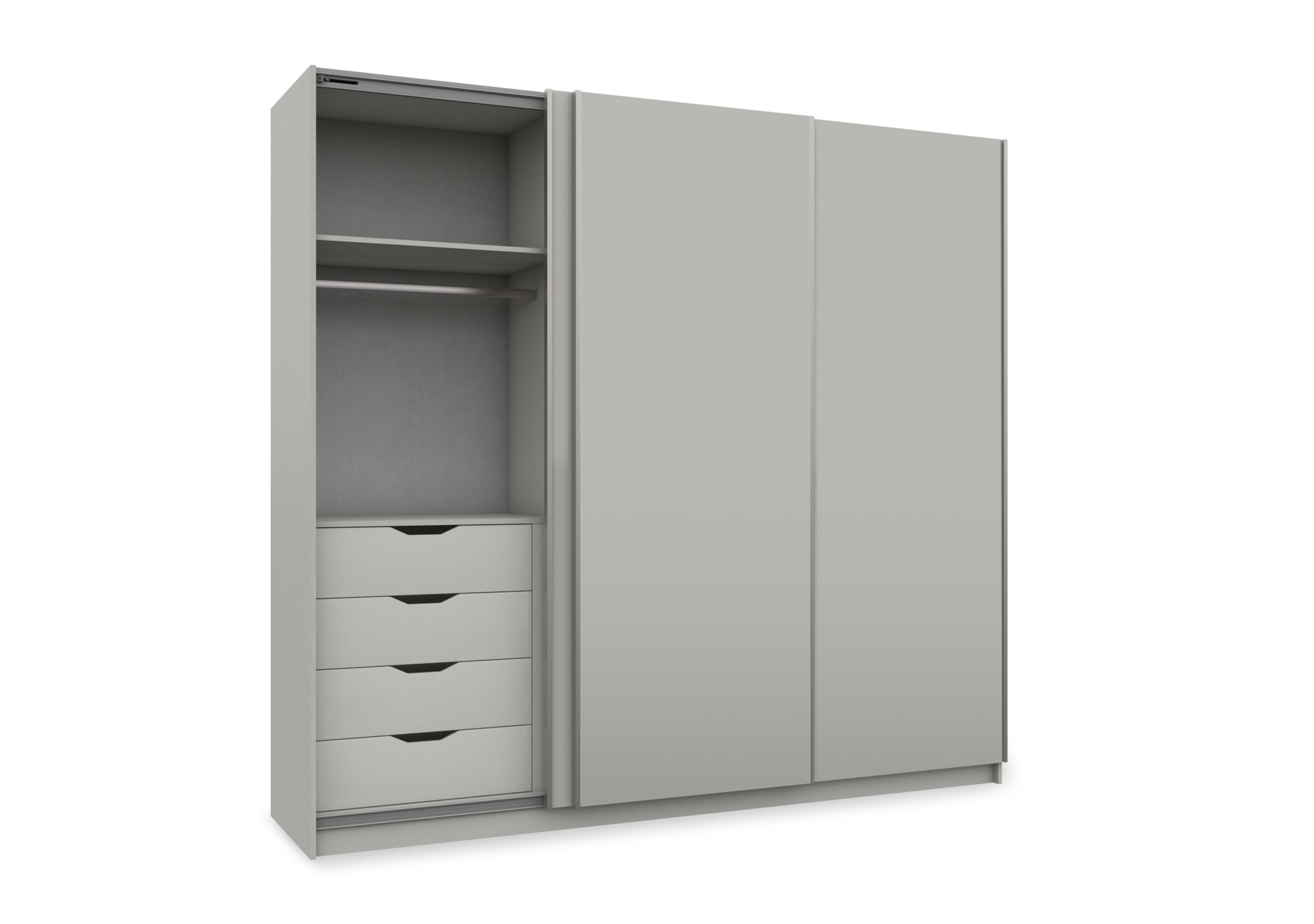 Castle 240cm 3 Door Sliding Wardrobe in Grey Gloss on Furniture Village