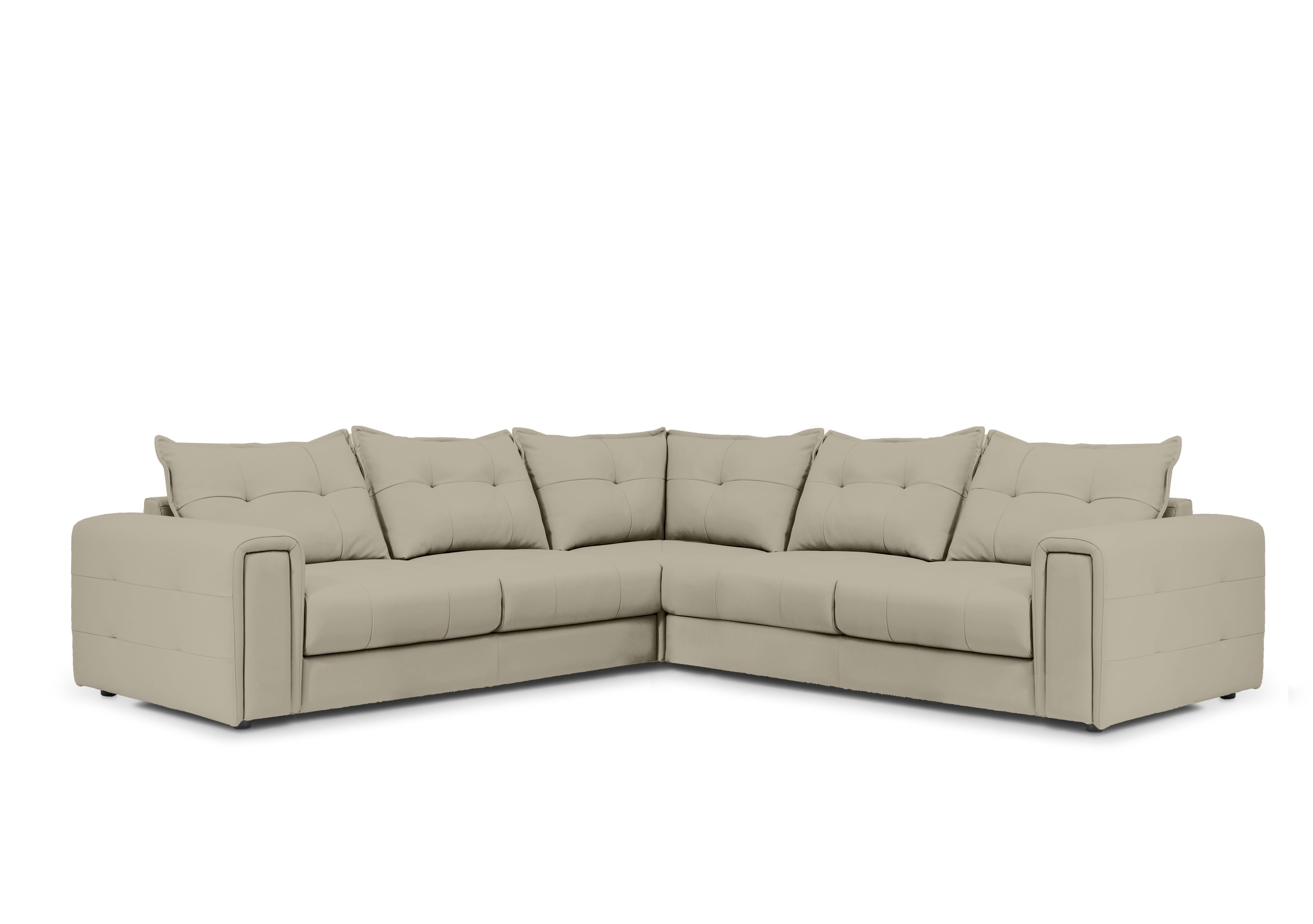 Boutique Goliath Large Leather Corner Sofa with Storage Drawers in Montana Cat-60/05 Bone China on Furniture Village