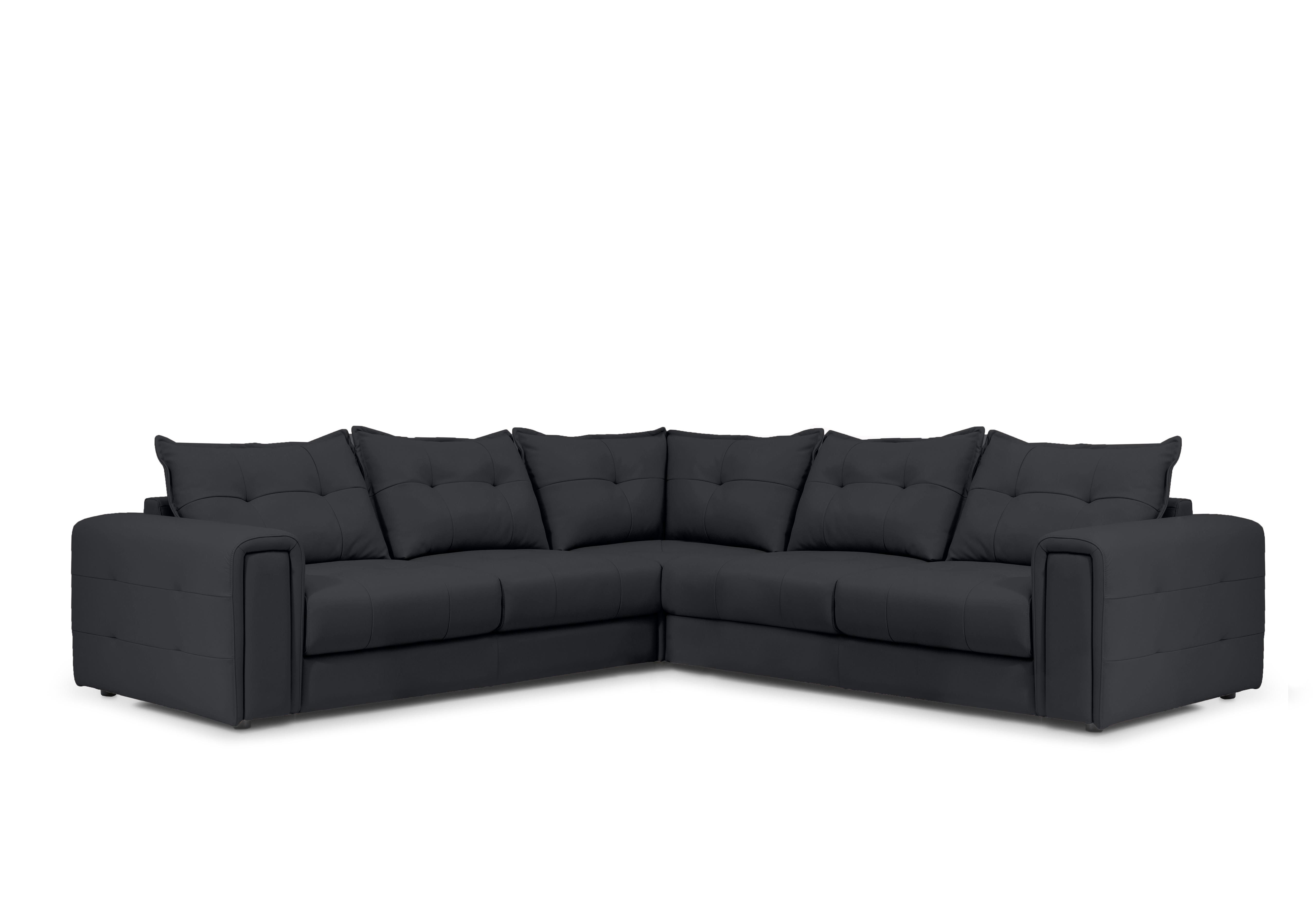 Goliath Large Leather Corner Sofa with Storage Drawers in Montanacat-60/18 Lavender Grey on Furniture Village