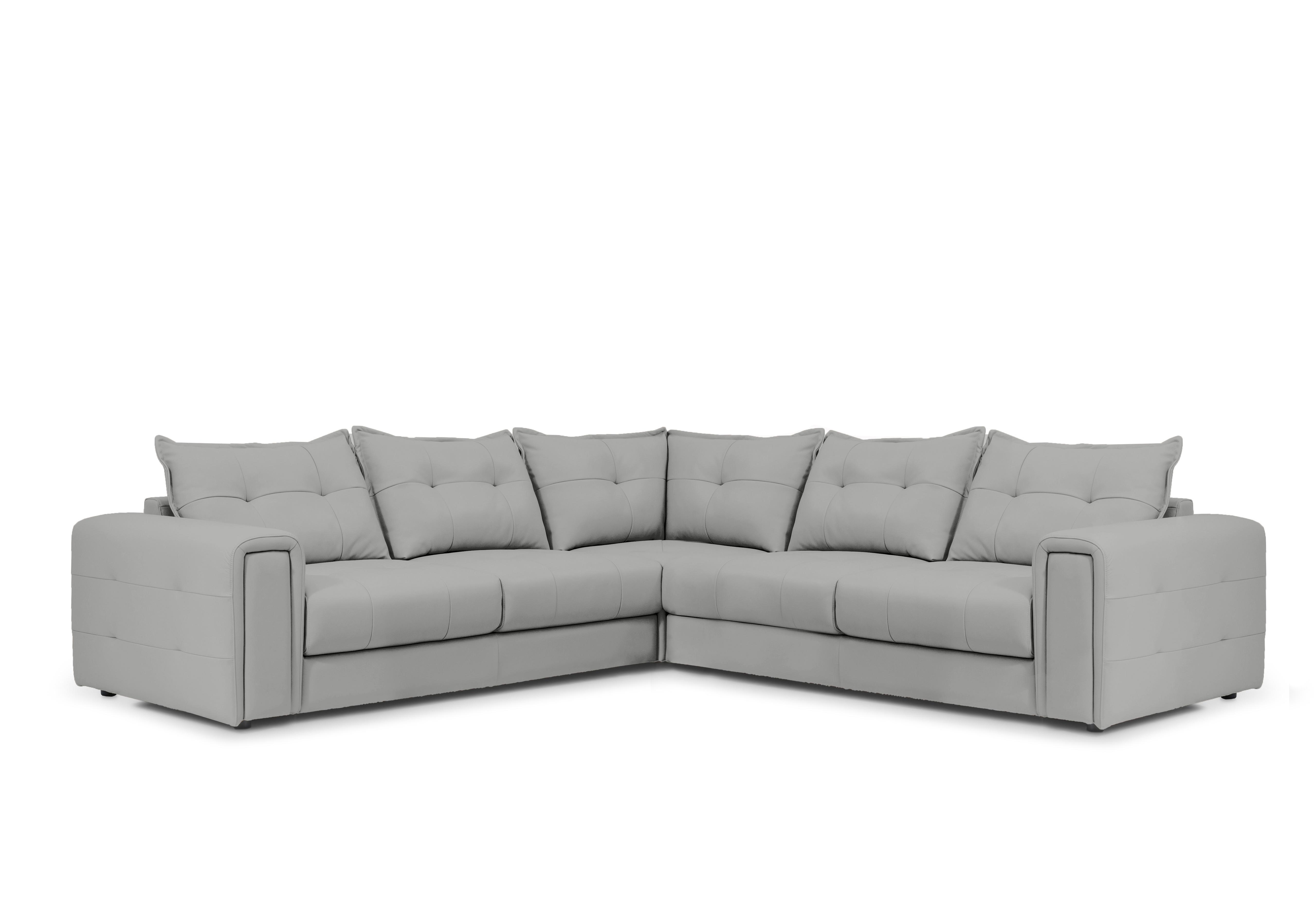 Goliath Large Leather Corner Sofa with Storage Drawers in Oslo Cat-40/27 Light Grey on Furniture Village