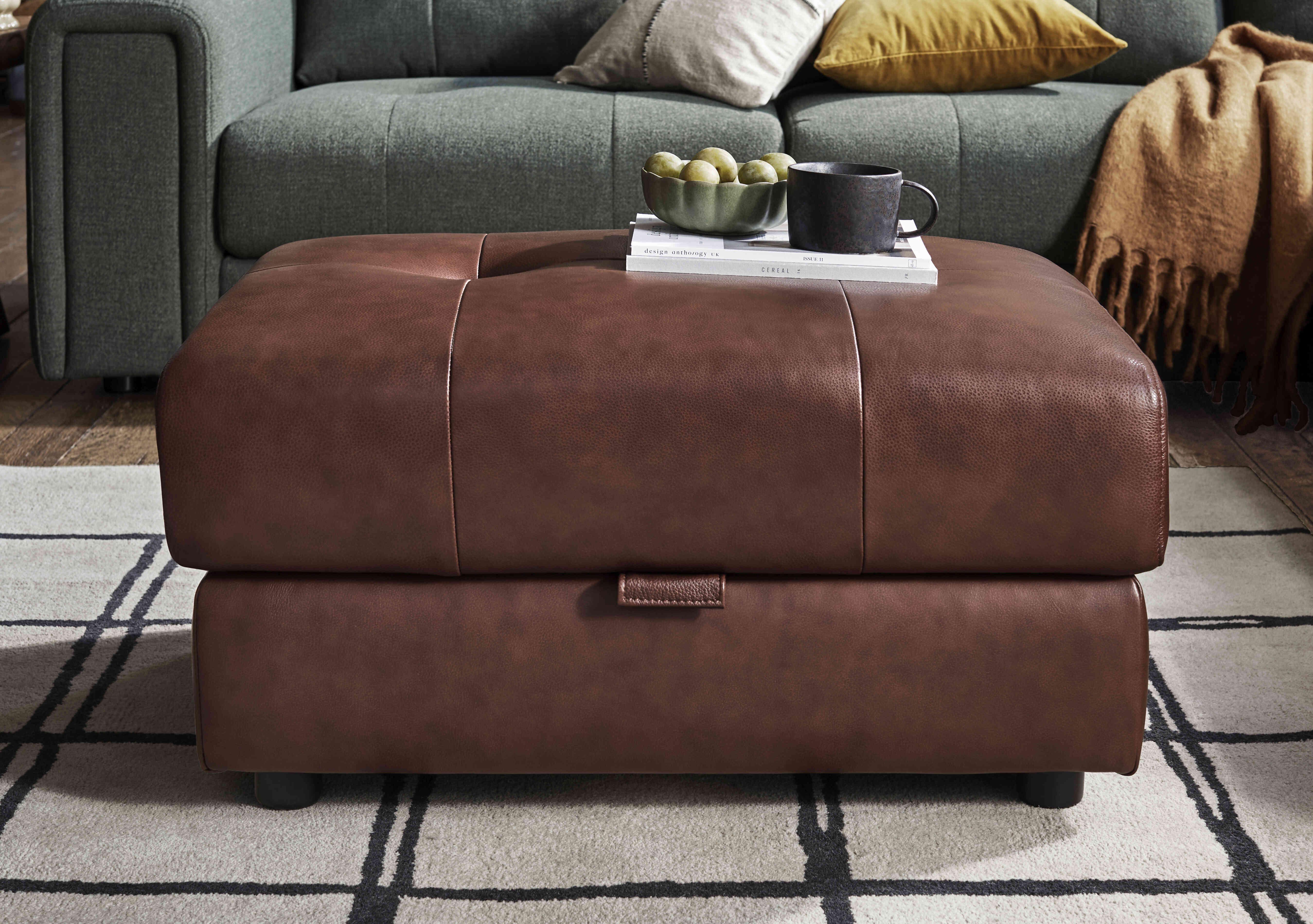 Boutique Goliath Leather Storage Footstool in  on Furniture Village