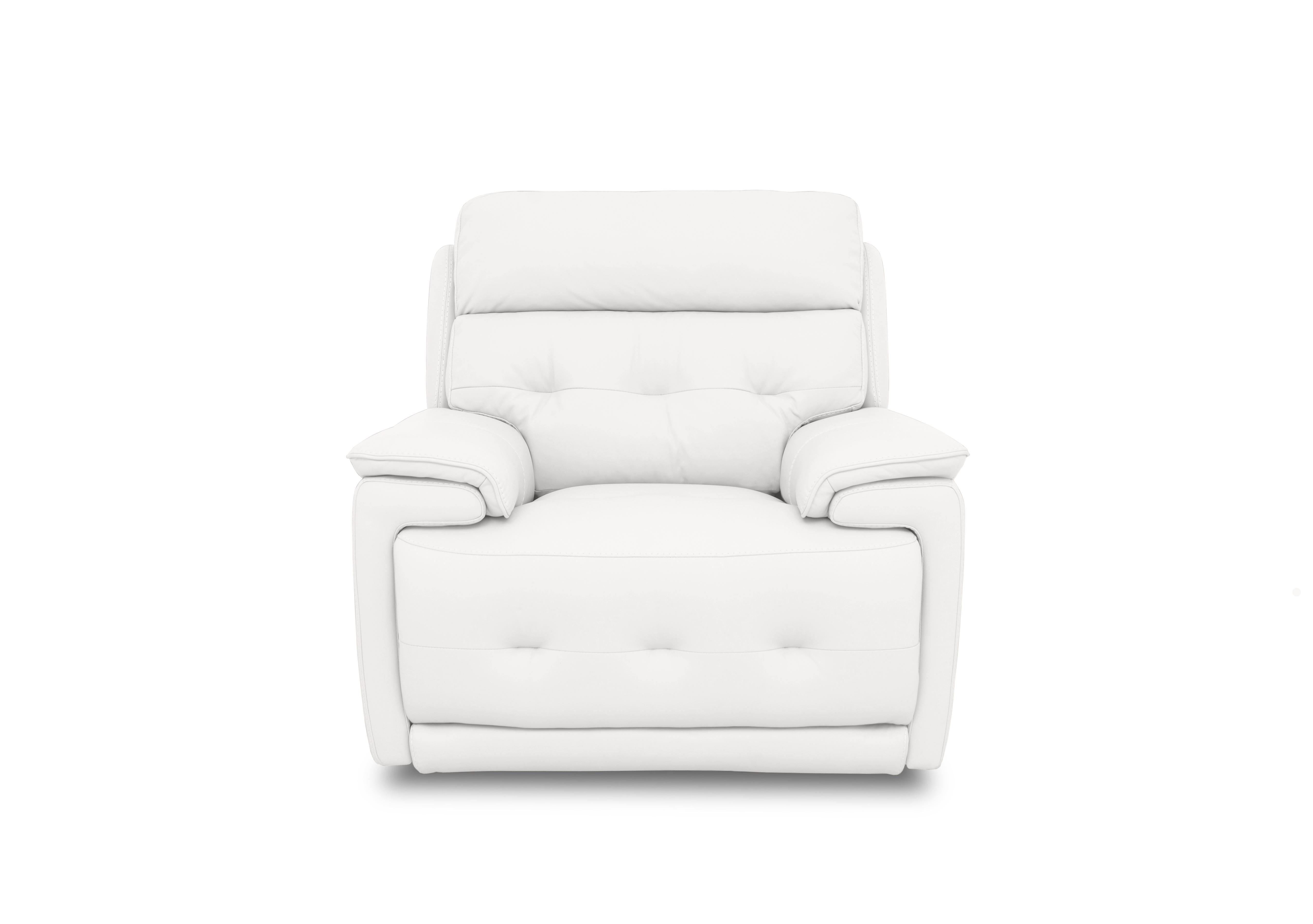 Brescia Leather Power Recliner Chair with Power Headrest in Nc-744d Star White on Furniture Village