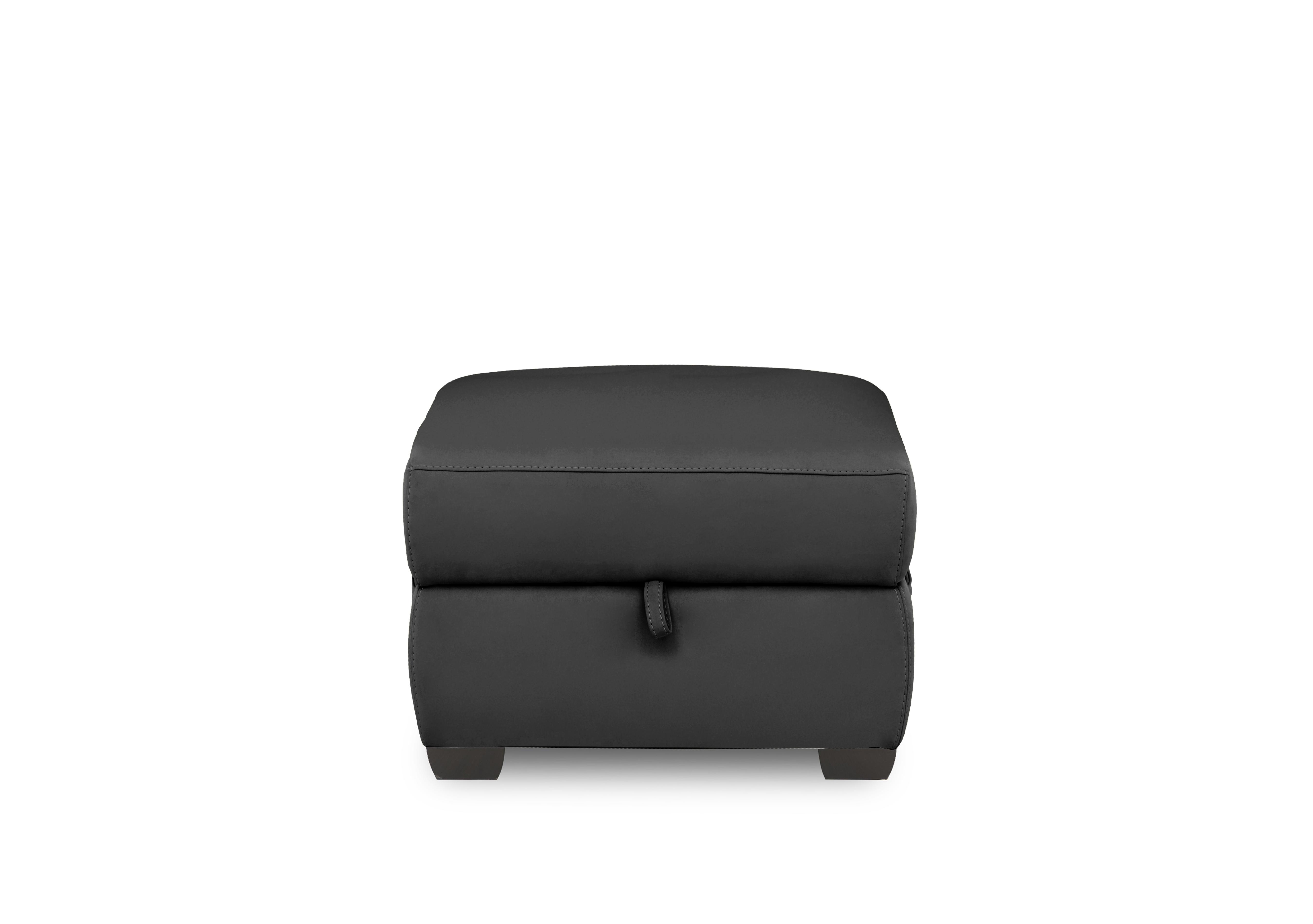 Brescia Leather Storage Footstool in Nc-023c Black on Furniture Village