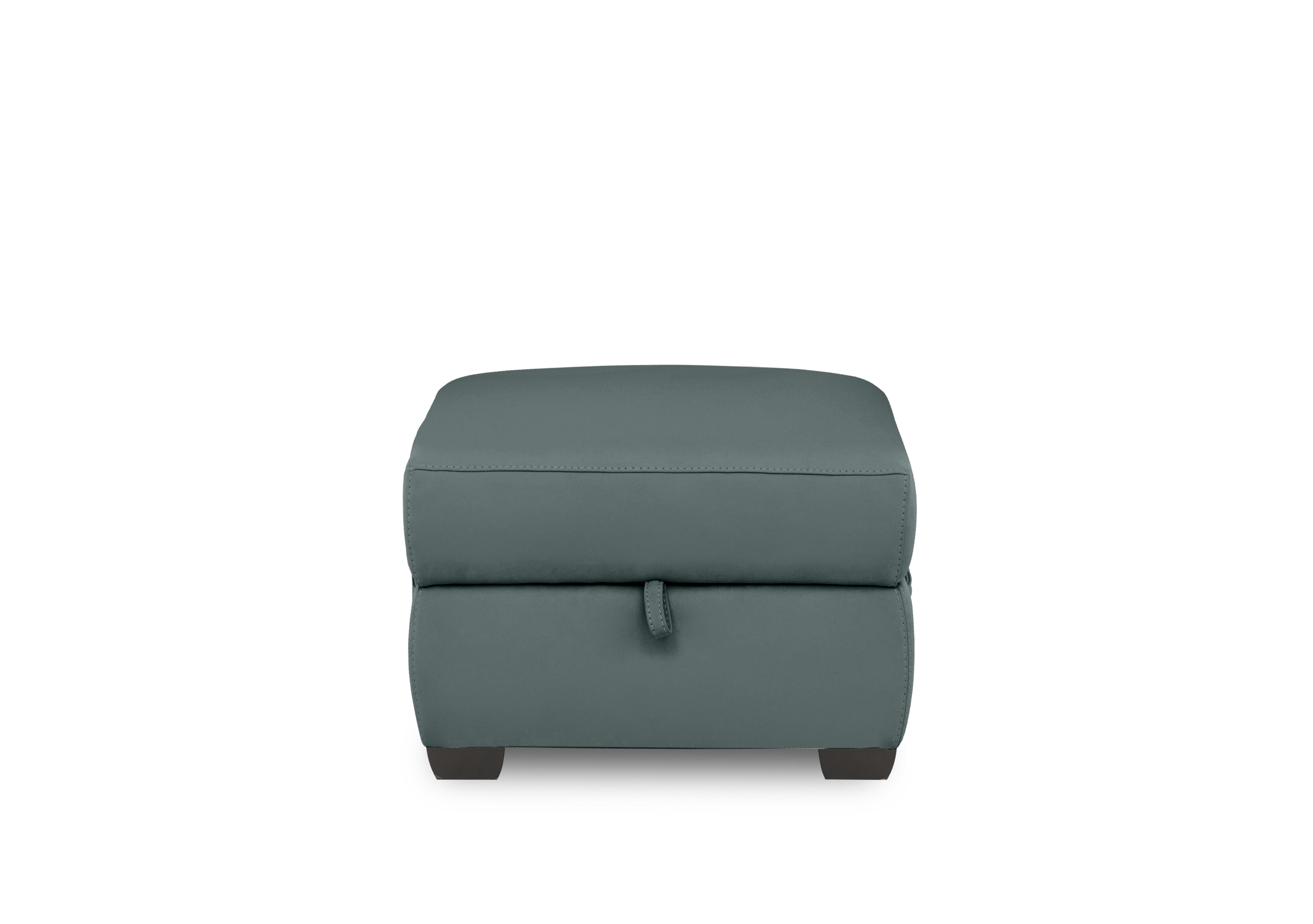 Brescia Leather Storage Footstool in Nc-301e Lake Green on Furniture Village