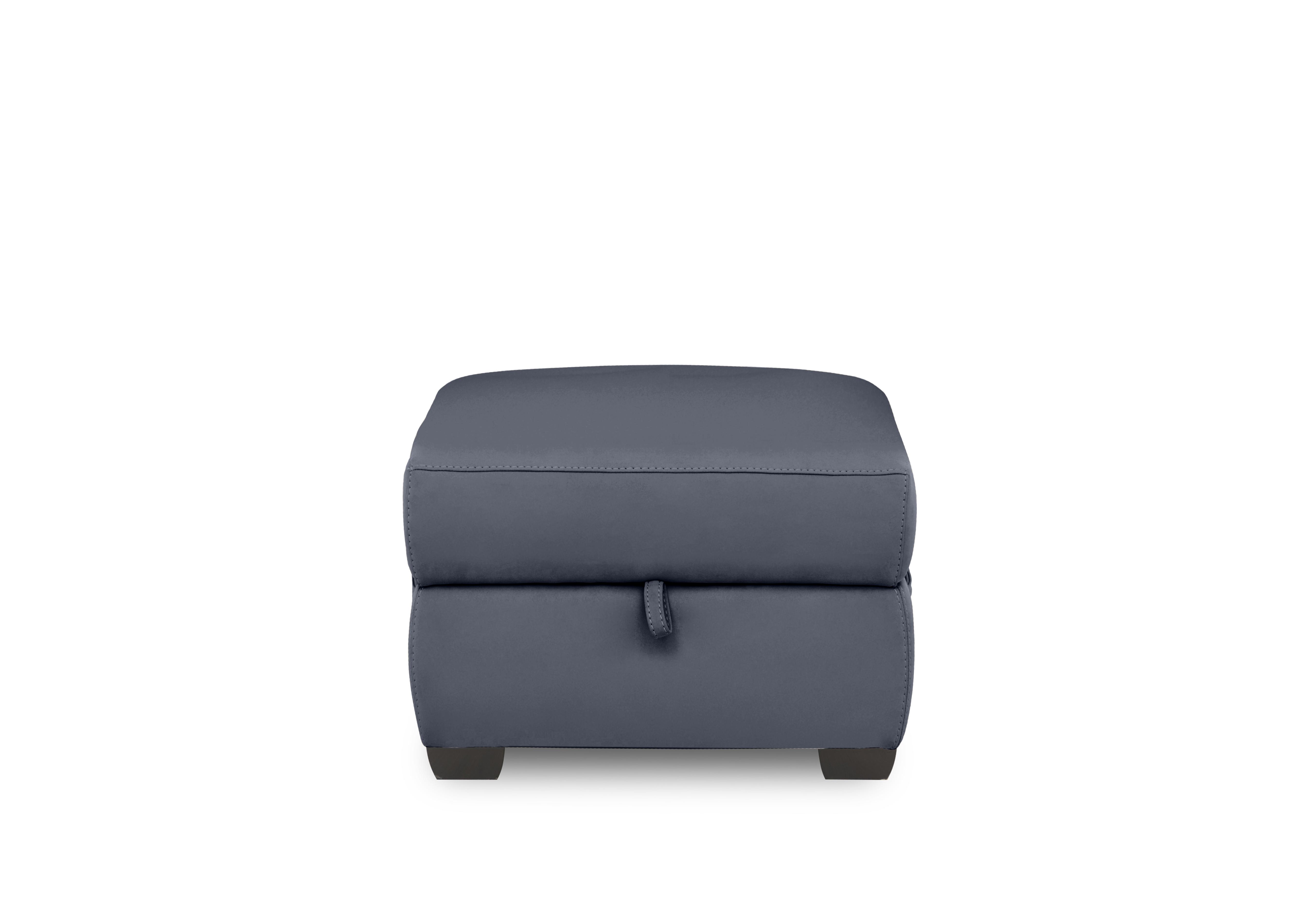 Brescia Leather Storage Footstool in Nc-313e Ocean Blue on Furniture Village