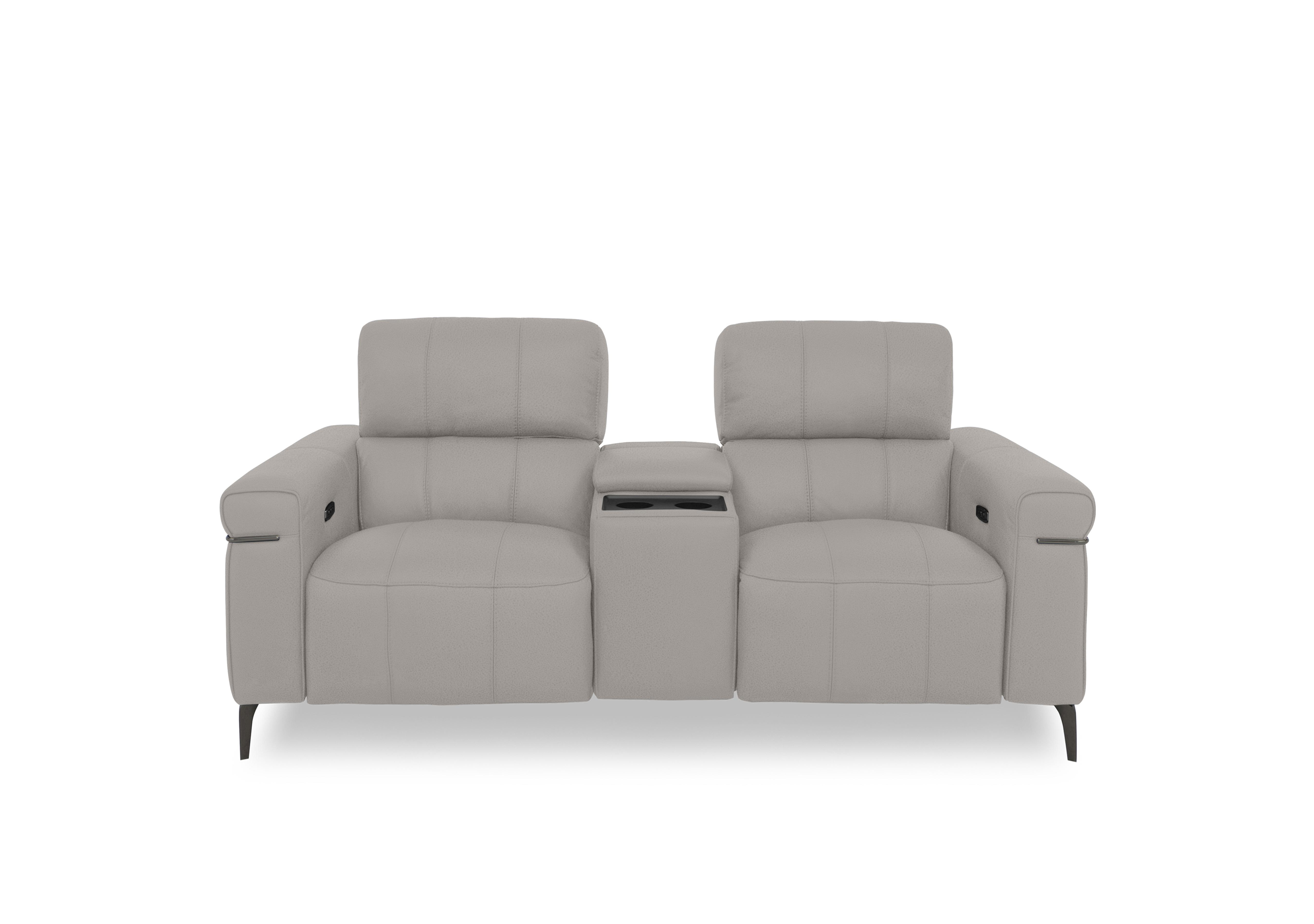 Homestage Fabric 2 Seater Power Recliner Media Sofa with Console and Power Headrests in Fab-Can-R452 Grey Mist on Furniture Village