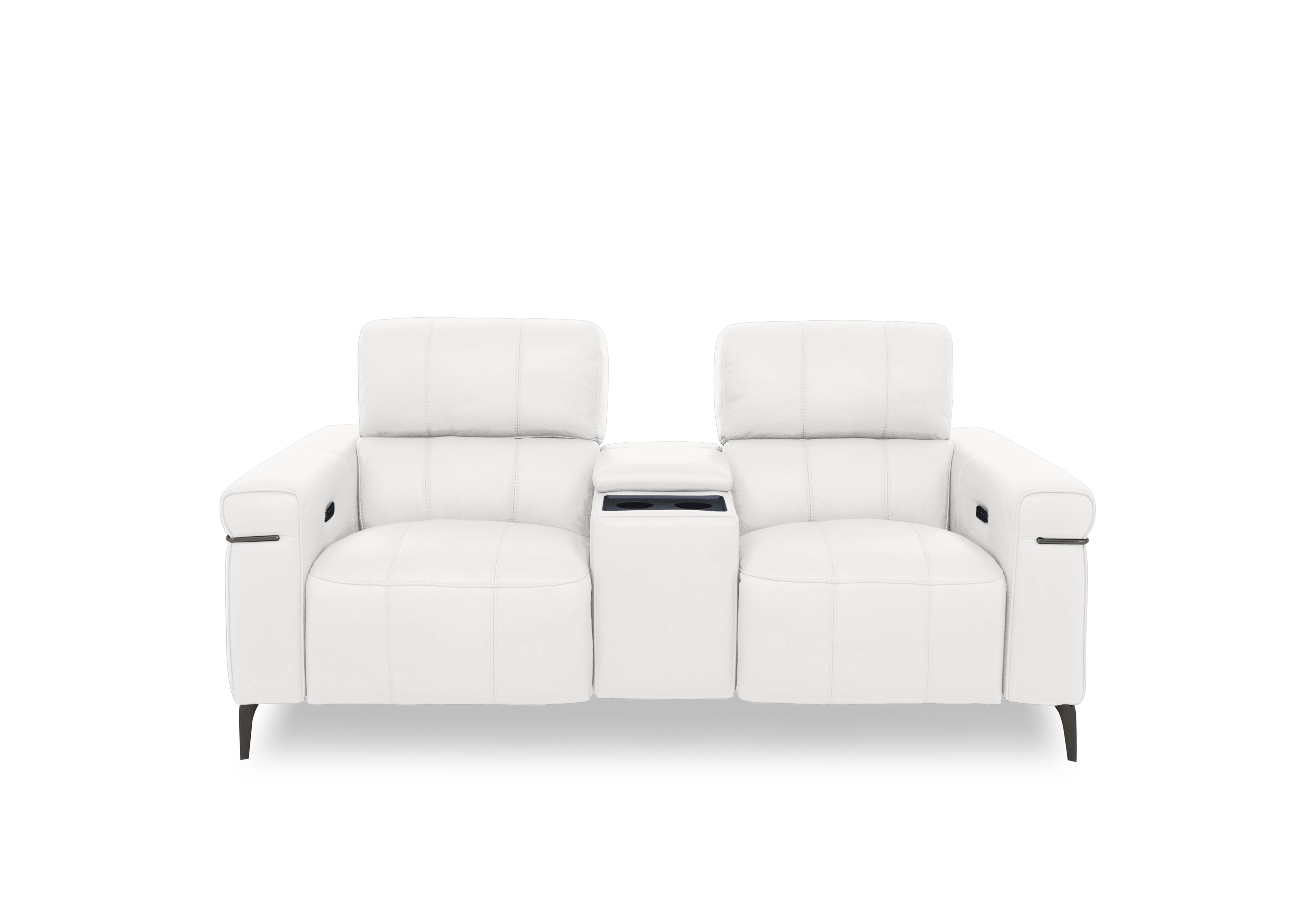 Homestage Leather 2 Seater Power Recliner Media Sofa with Console and Power Headrests in Nc-744d Star White on Furniture Village