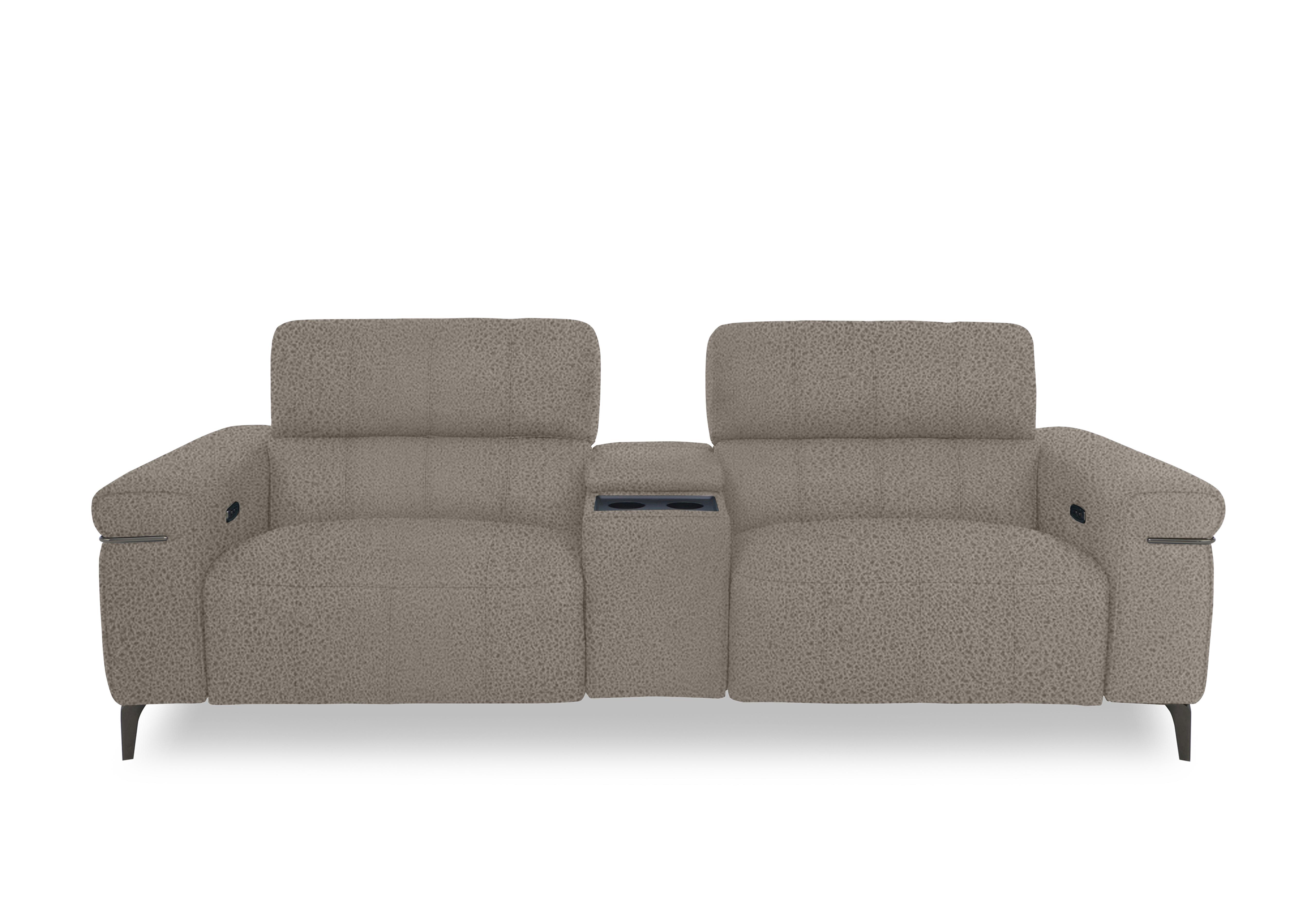 Homestage Fabric 3 Seater Power Recliner Media Sofa with Console and Power Headrests in Bfa-Blj-R946 Silver on Furniture Village