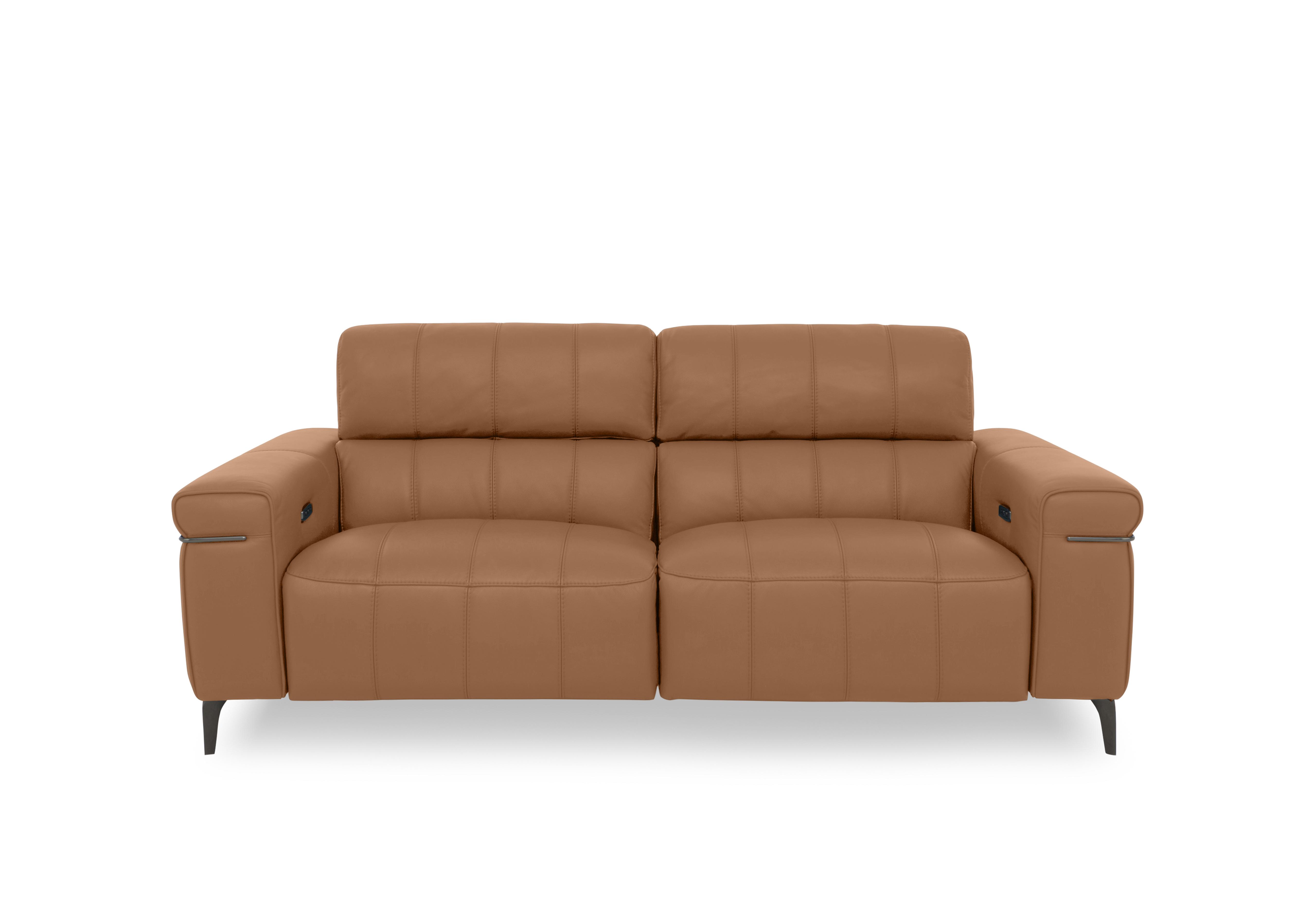 Homestage Leather 3 Seater Power Recliner Sofa with Power Headrests in Nc-334e Pecan Brown on Furniture Village