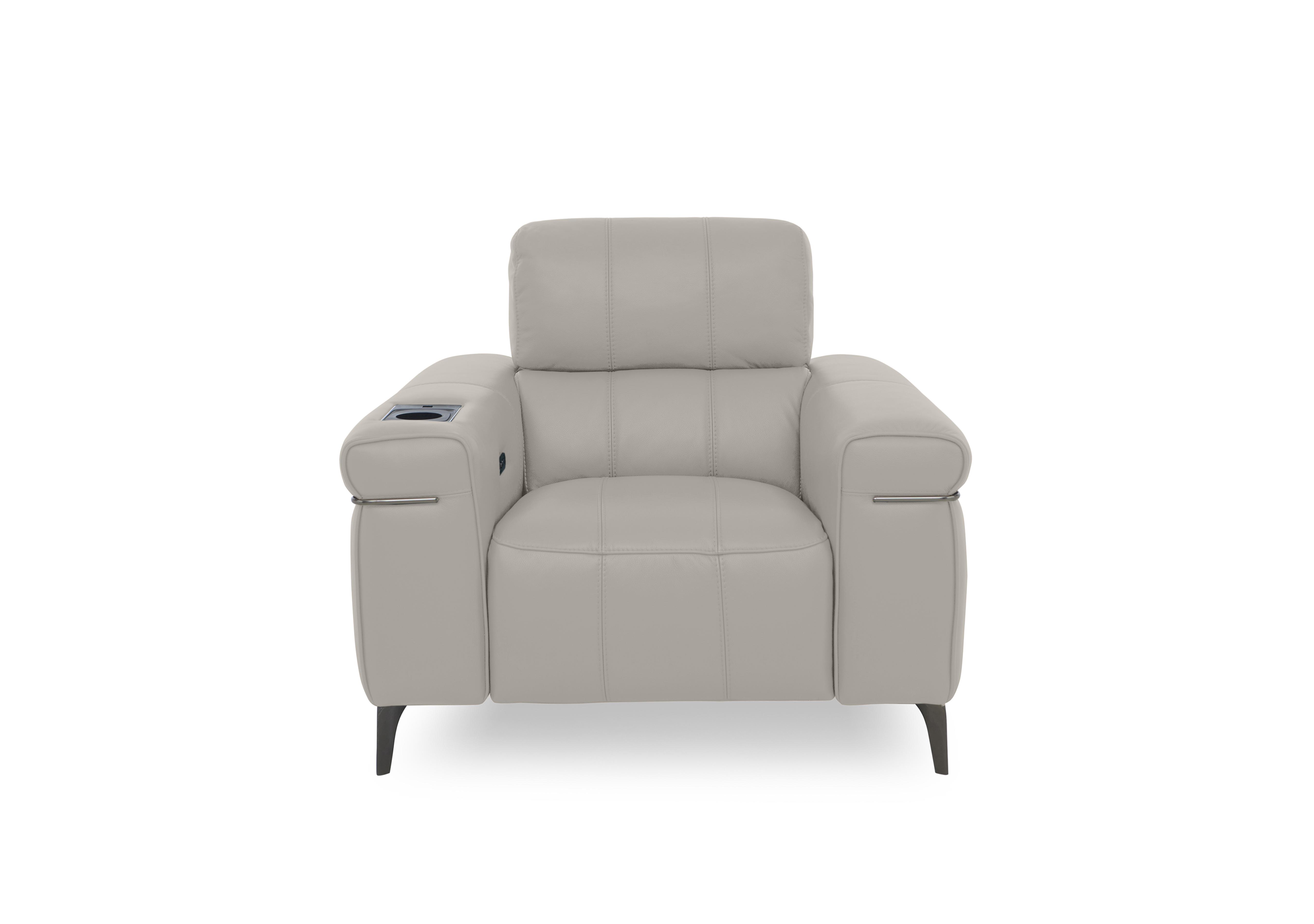 Homestage Leather Power Recliner Media Chair with Power Headrest in Nc-946b Feather Grey on Furniture Village