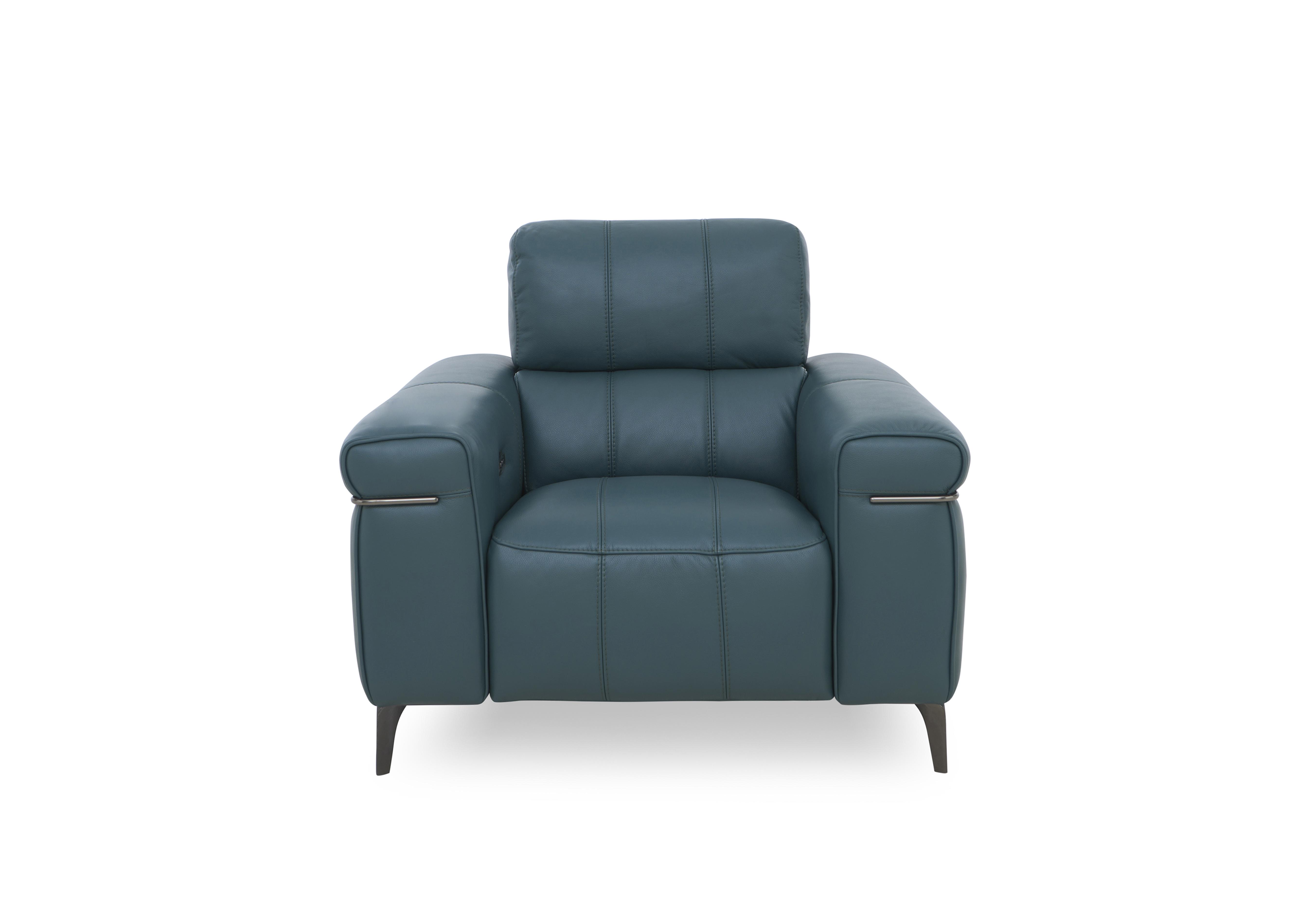 Homestage Leather Power Recliner Chair with Power Headrest in Nc-301e Lake Green on Furniture Village