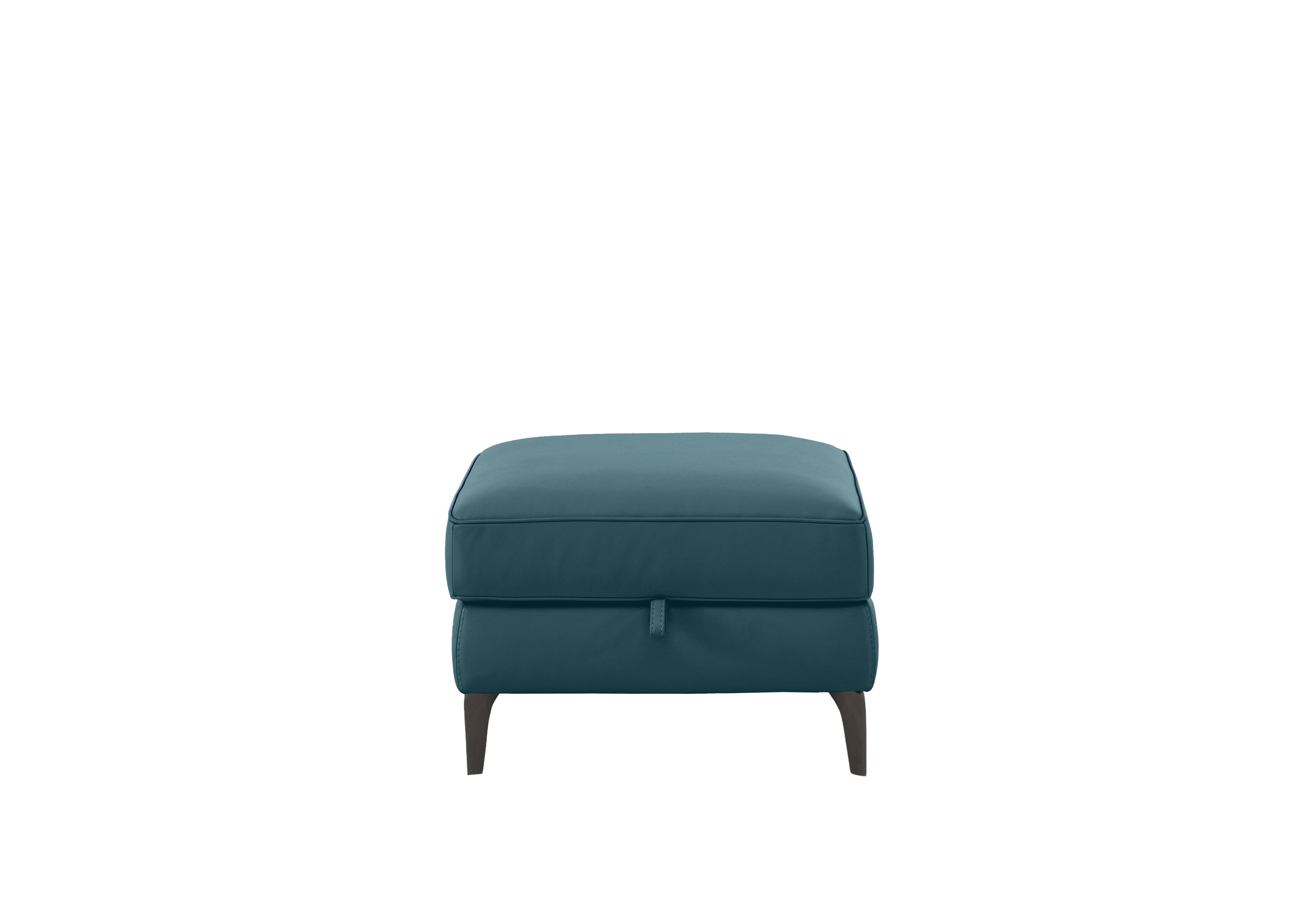 Homestage Leather Storage Footstool in Nc-301e Lake Green on Furniture Village