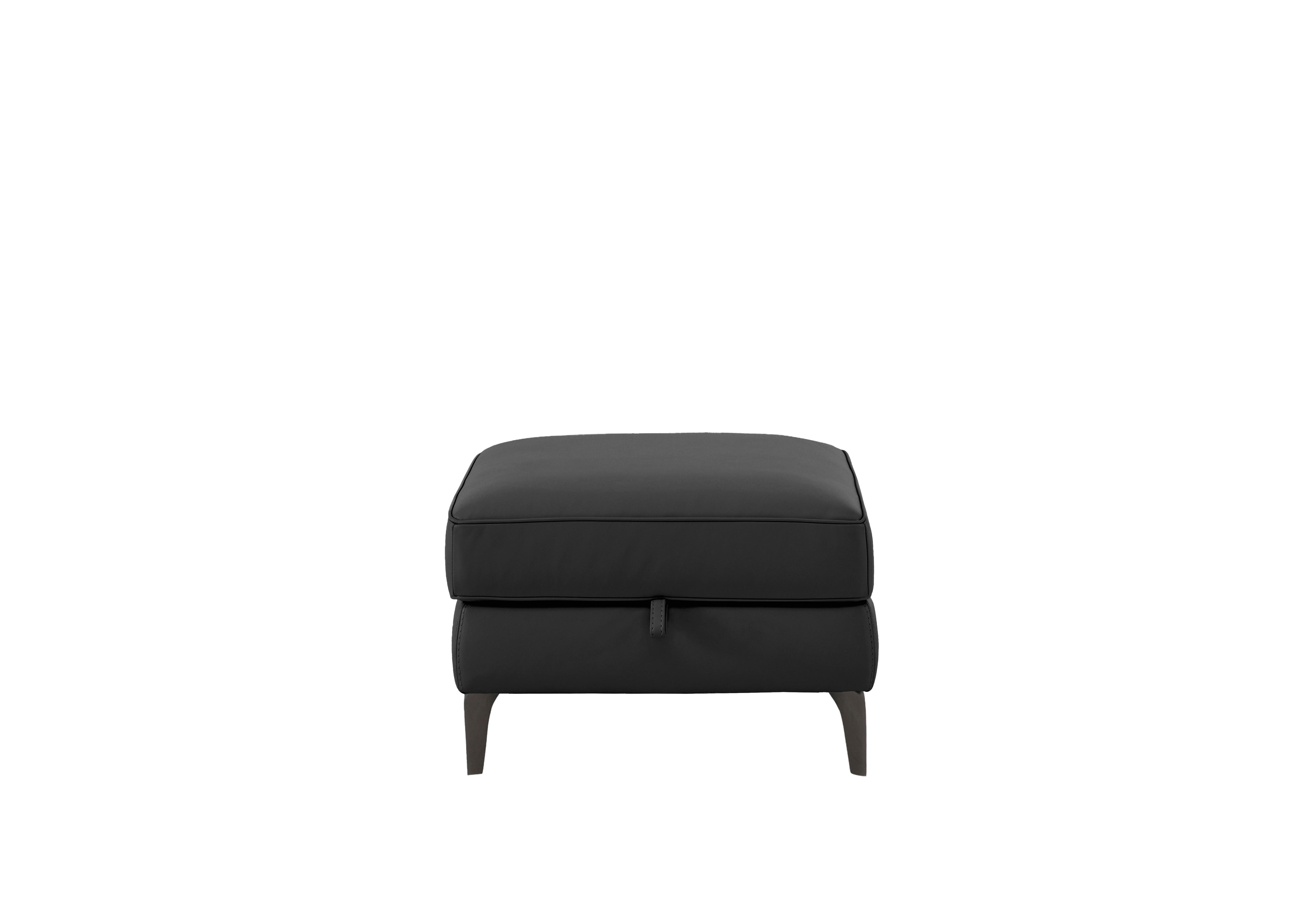 Homestage Leather Storage Footstool in Nw-520e Black on Furniture Village