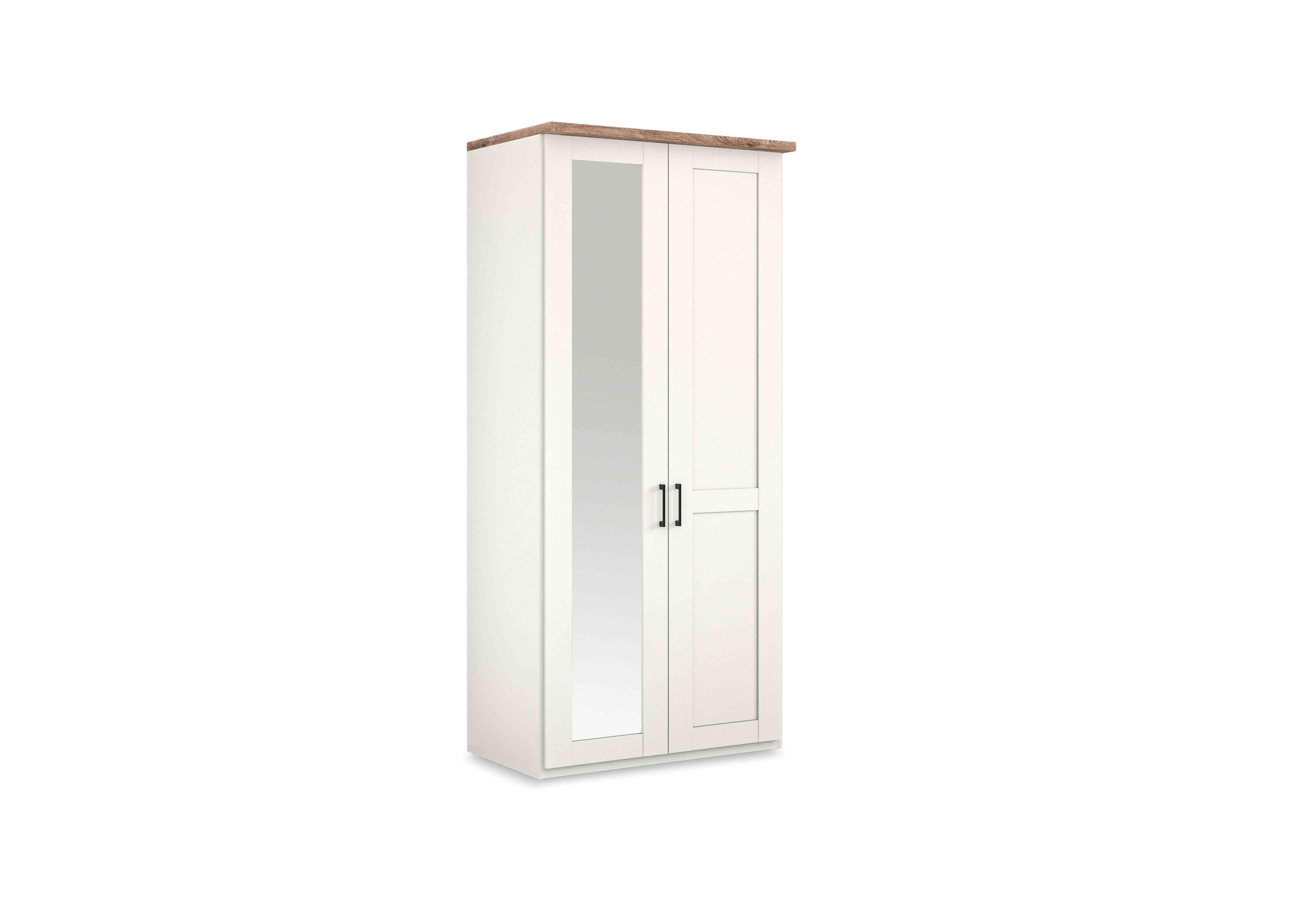 Adeline 2 Door Hinged Wardrobe With Left Hand Mirror in White on Furniture Village