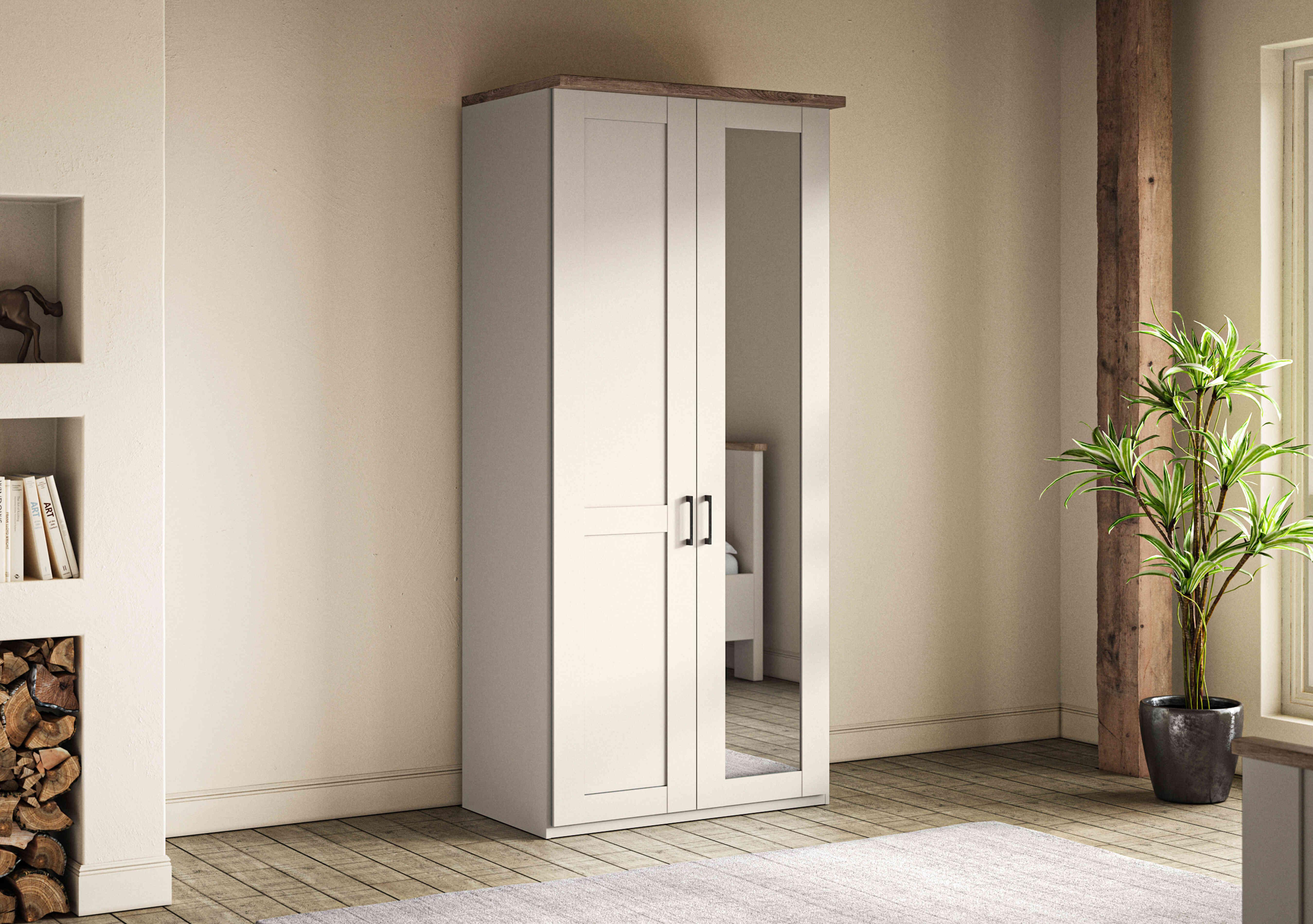 Adeline 2 Door Hinged Wardrobe with Right Hand Mirror in  on Furniture Village