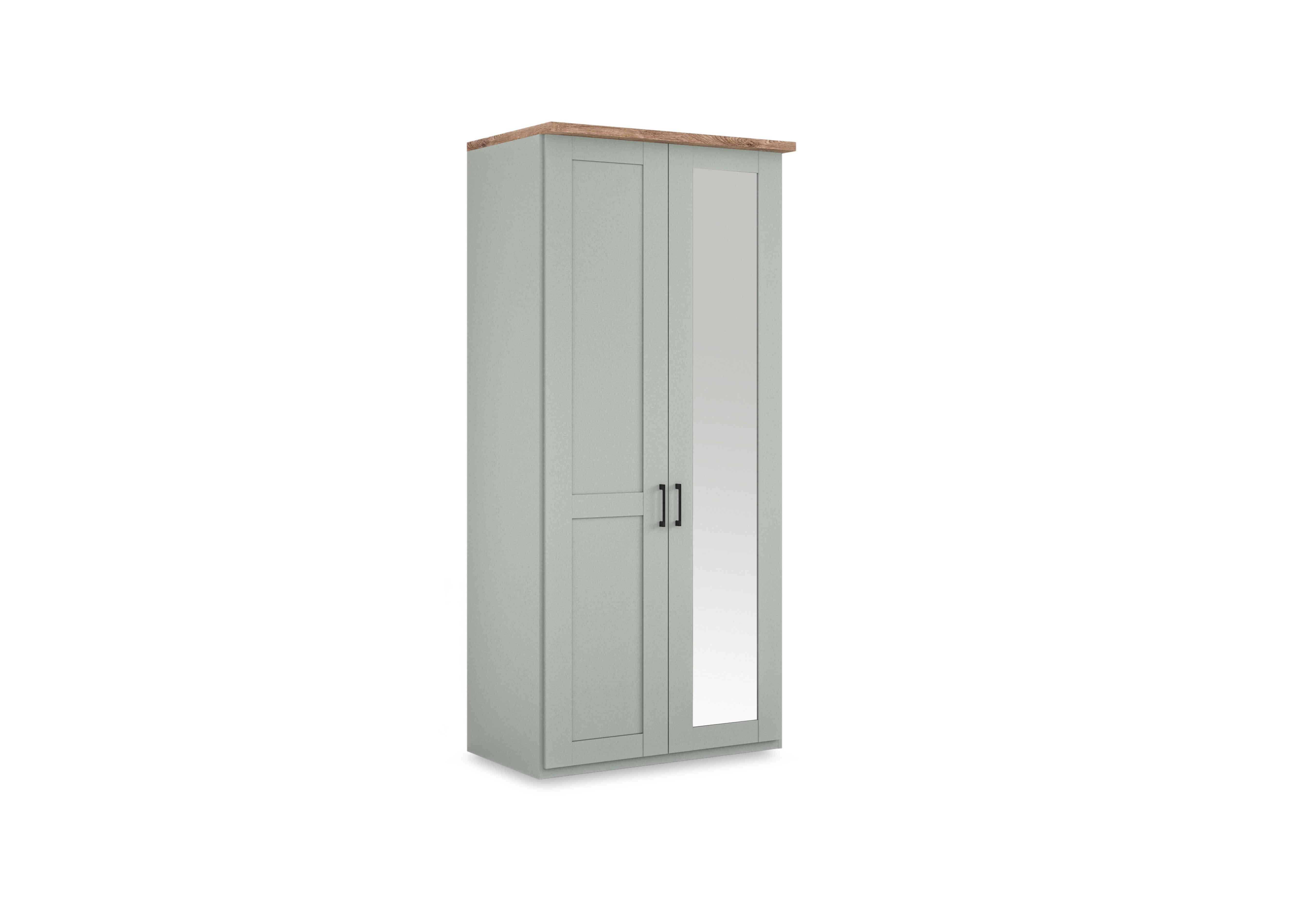 Adeline 2 Door Hinged Wardrobe with Right Hand Mirror in Sage Green on Furniture Village