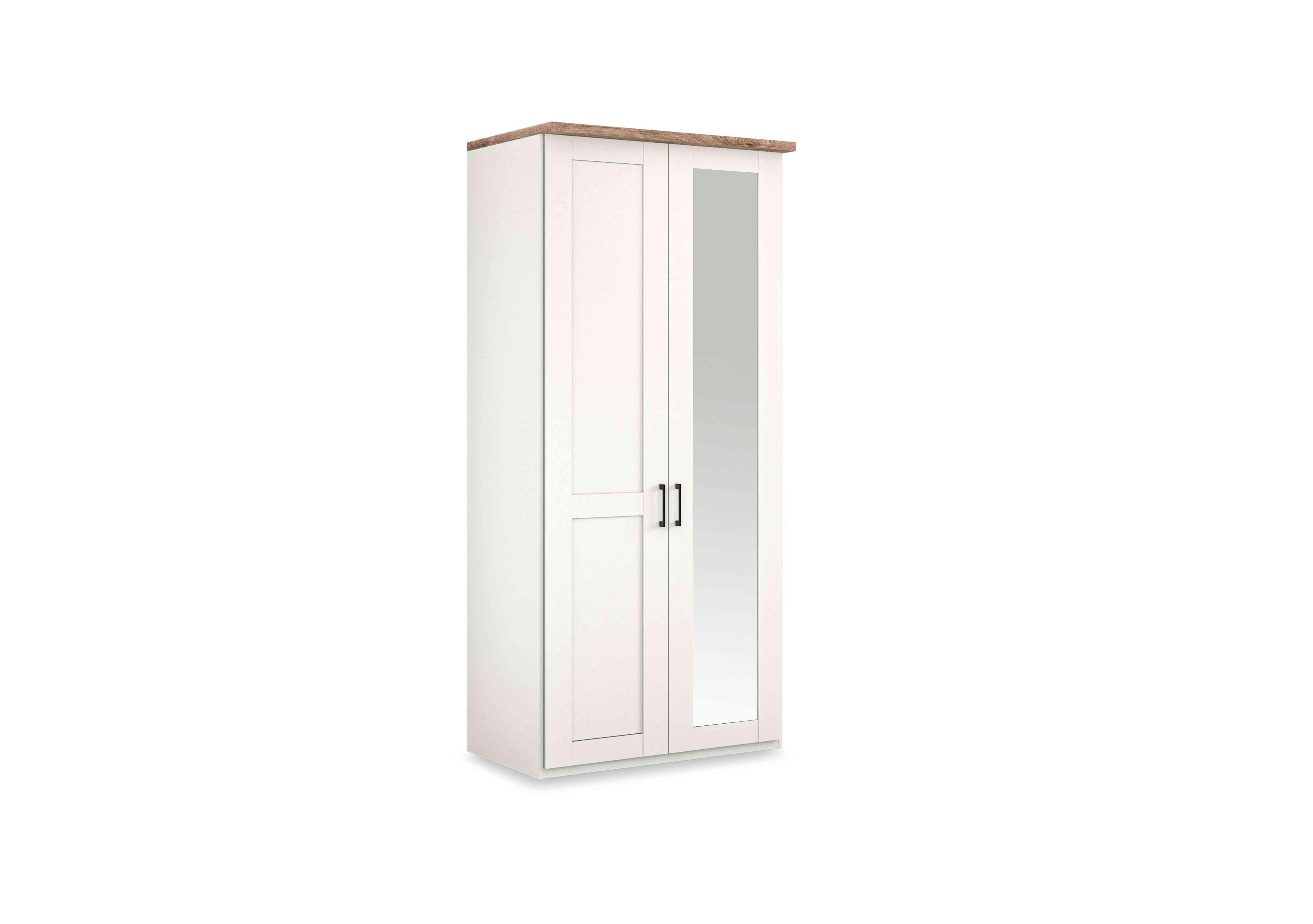 Adeline 2 Door Hinged Wardrobe with Right Hand Mirror in White on Furniture Village