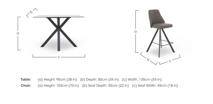 Vida White Bar Table and 4 Swivel Bar Stools in  on Furniture Village