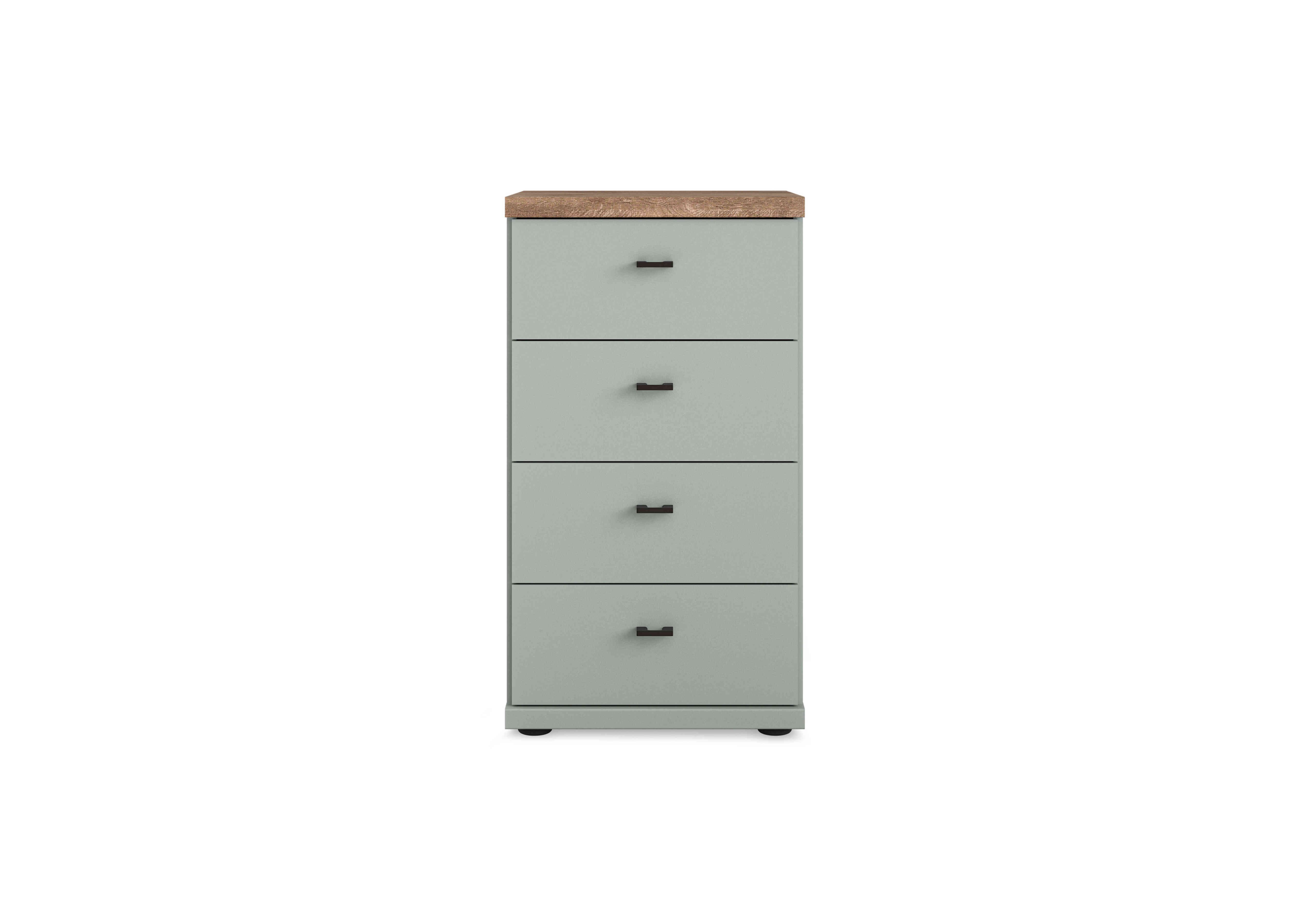 Adeline Narrow 4 Drawer Chest in Sage Green on Furniture Village