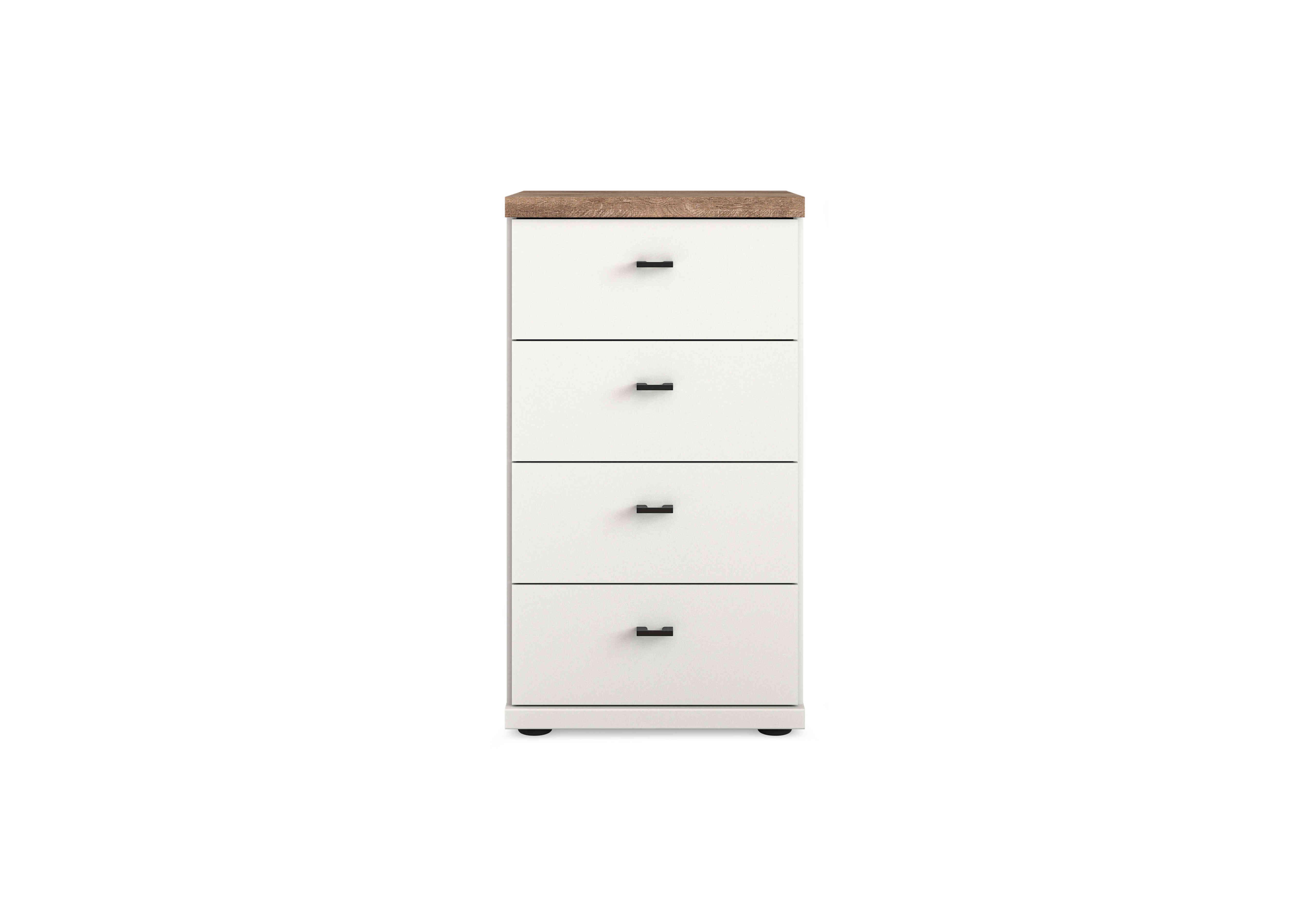 Adeline Narrow 4 Drawer Chest in White on Furniture Village