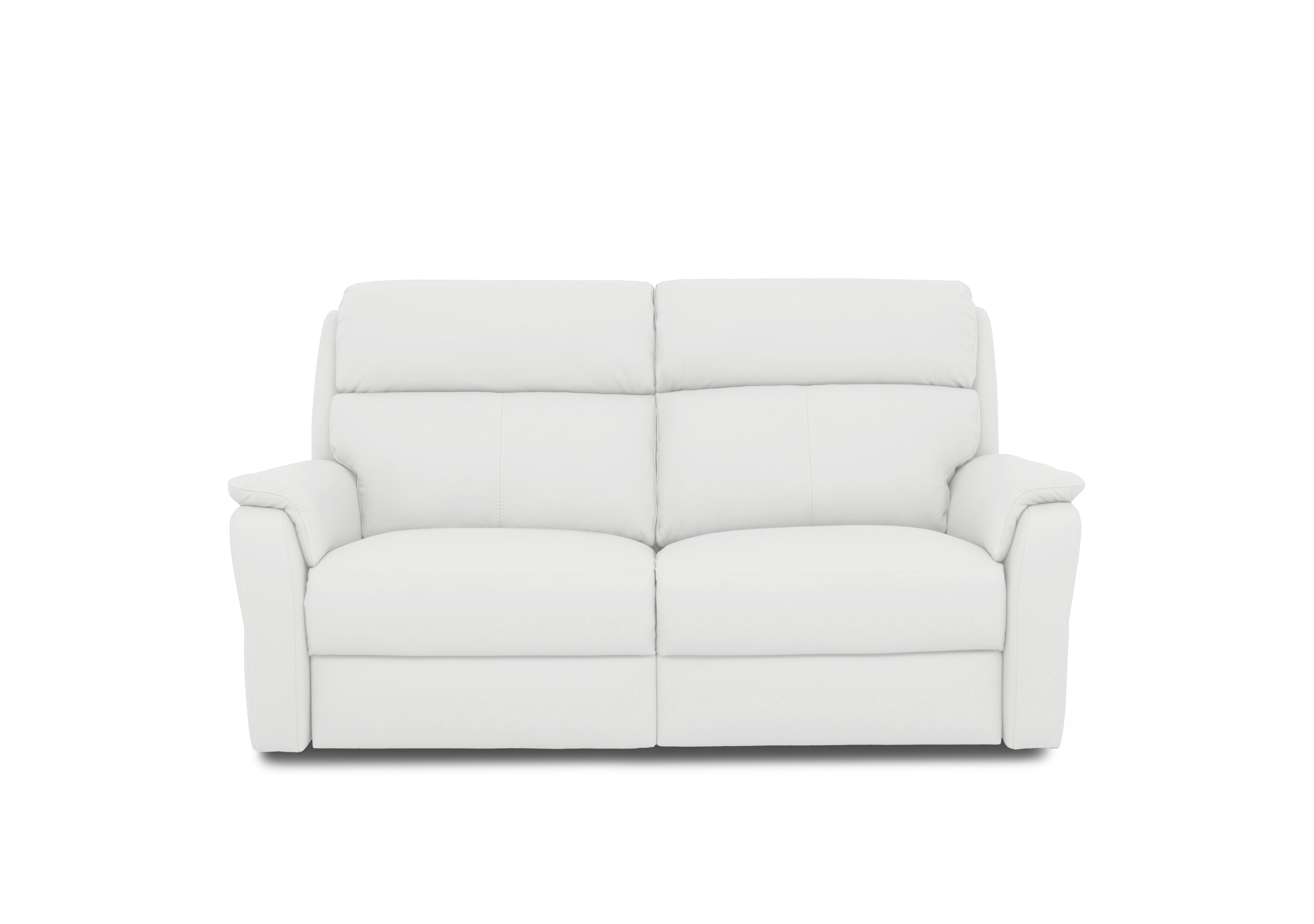 Vito Leather 2 Seater Power Recliner Sofa with Power Headrests and Power Lumbar in Torello Bianco Puro 370 on Furniture Village