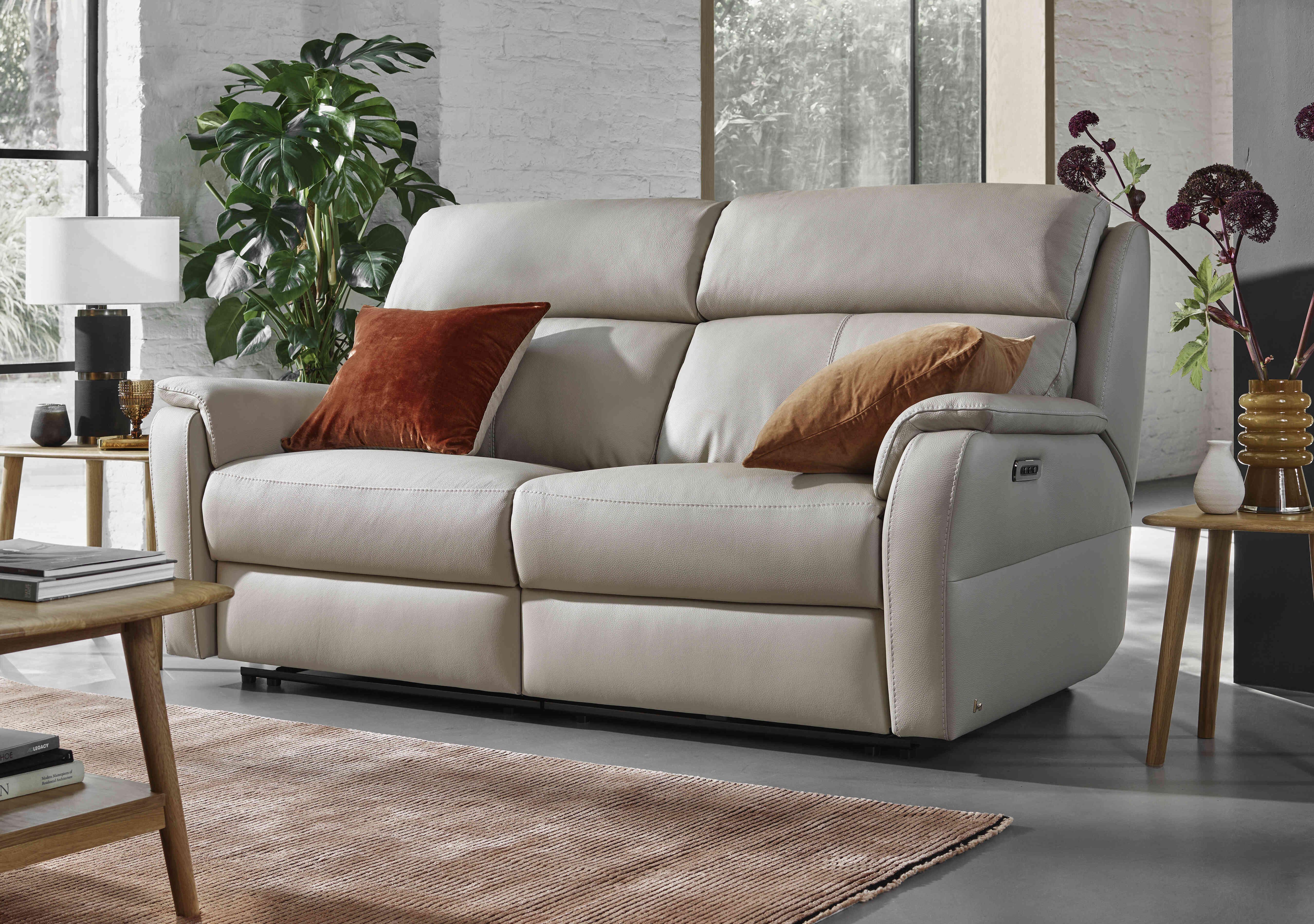 Vito Leather 3 Seater Power Recliner Sofa with Power Headrests and Power Lumbar in  on Furniture Village