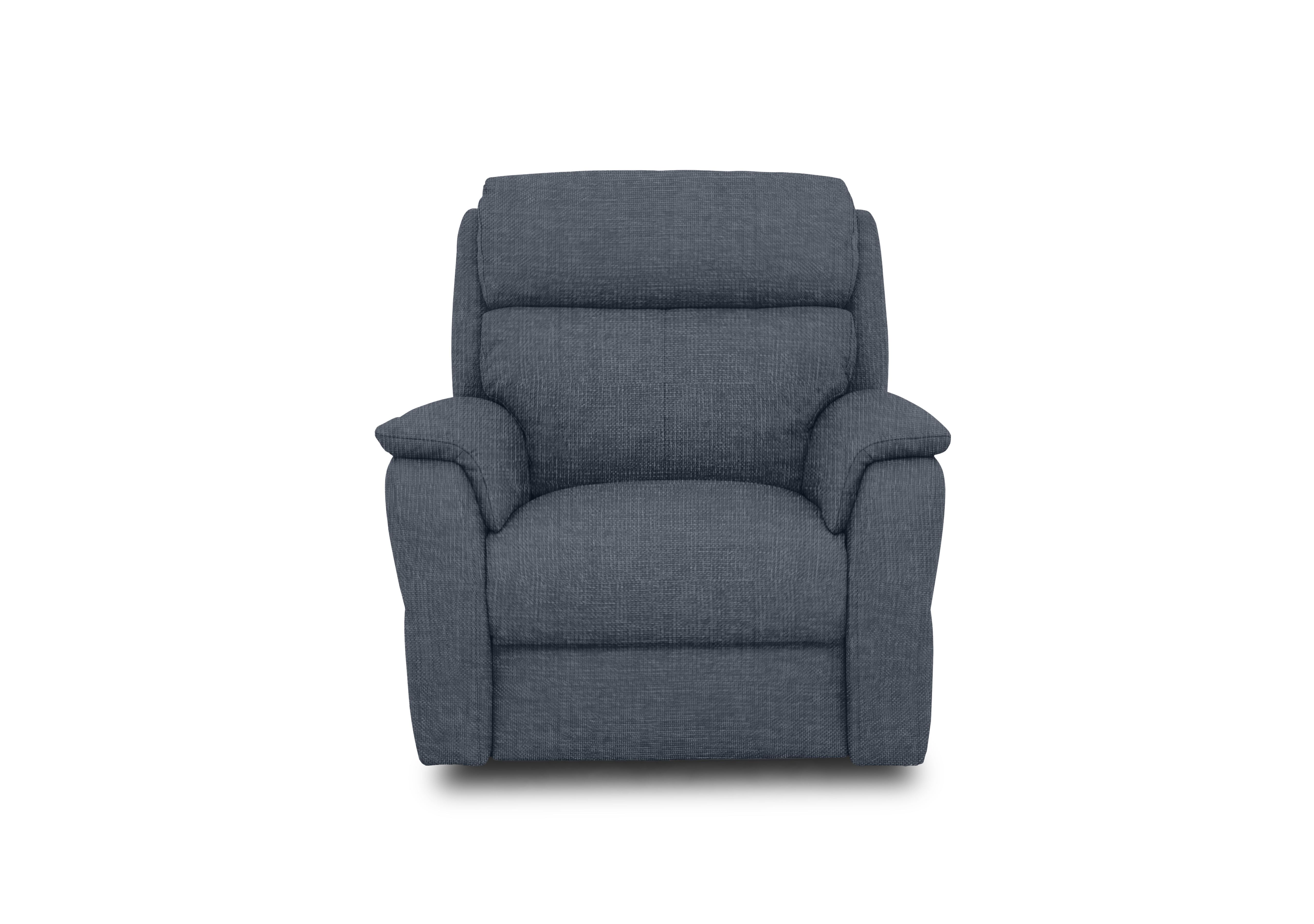 Vito Fabric Power Recliner Chair with Power Headrest and Power Lumbar in Zoia Blue 8014 on Furniture Village