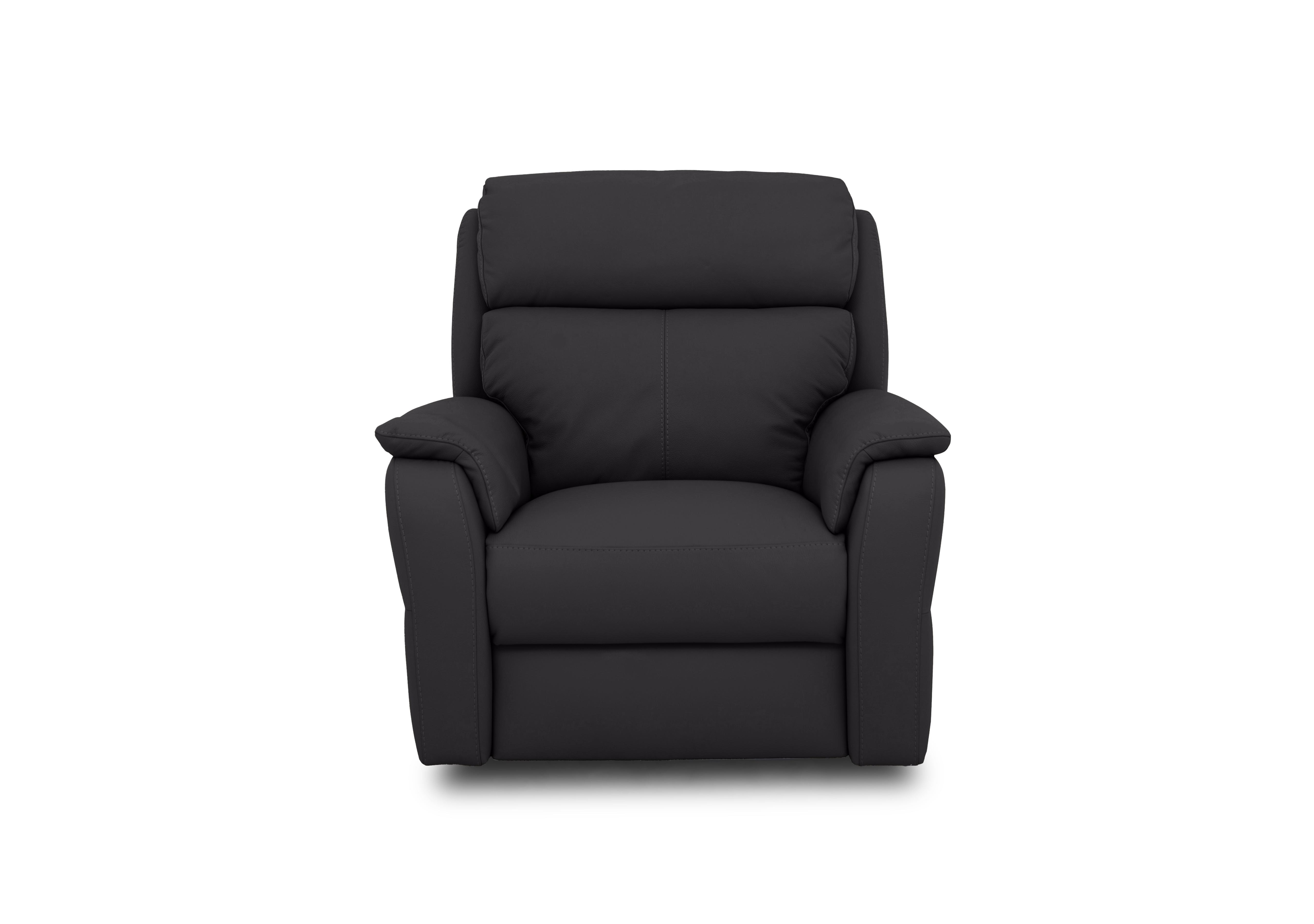Vito Leather Power Recliner Chair with Power Headrest and Power Lumbar in Botero Nero 2154 on Furniture Village