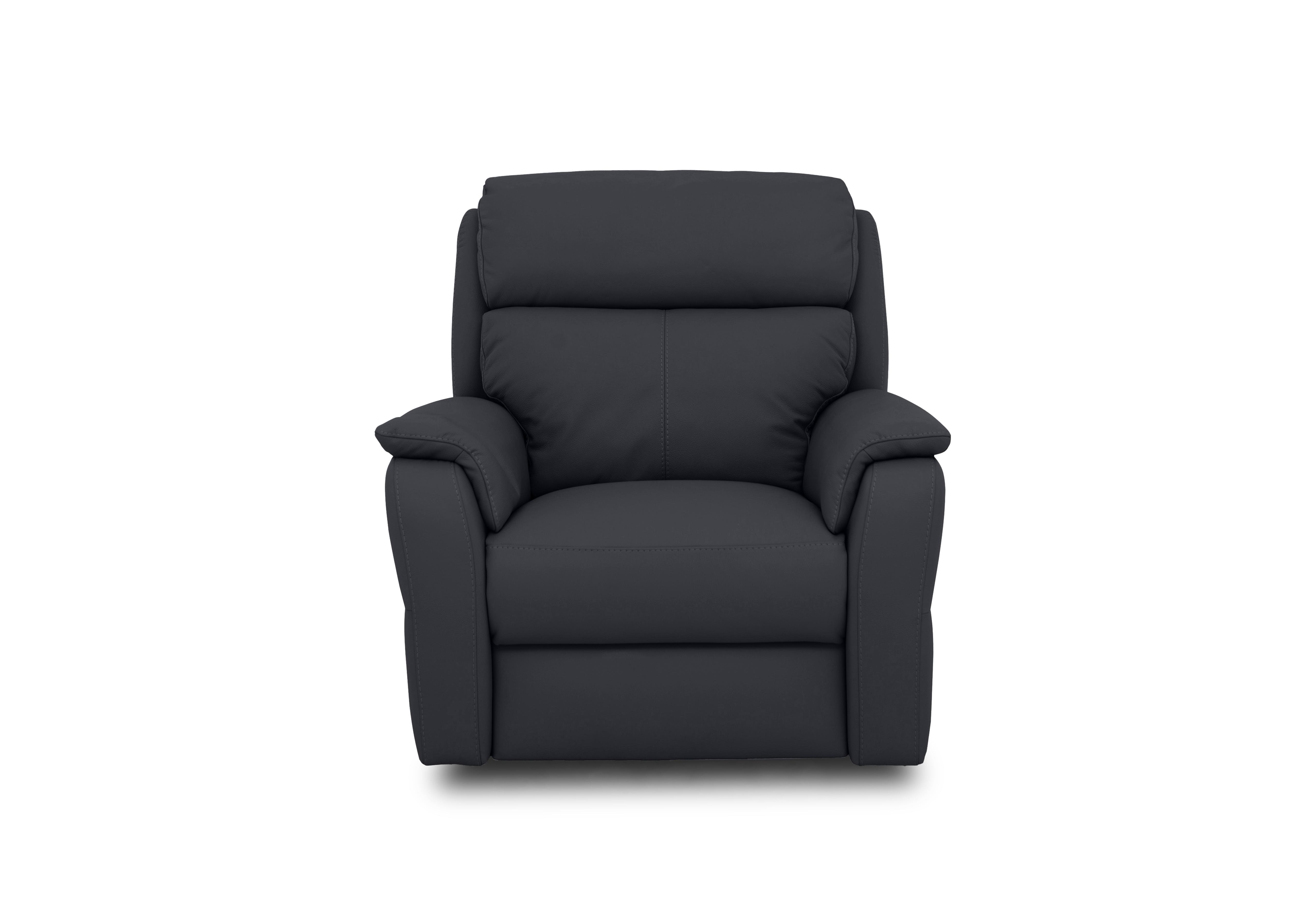 Vito Leather Power Recliner Chair with Power Headrest and Power Lumbar in Torello Blu 81 on Furniture Village