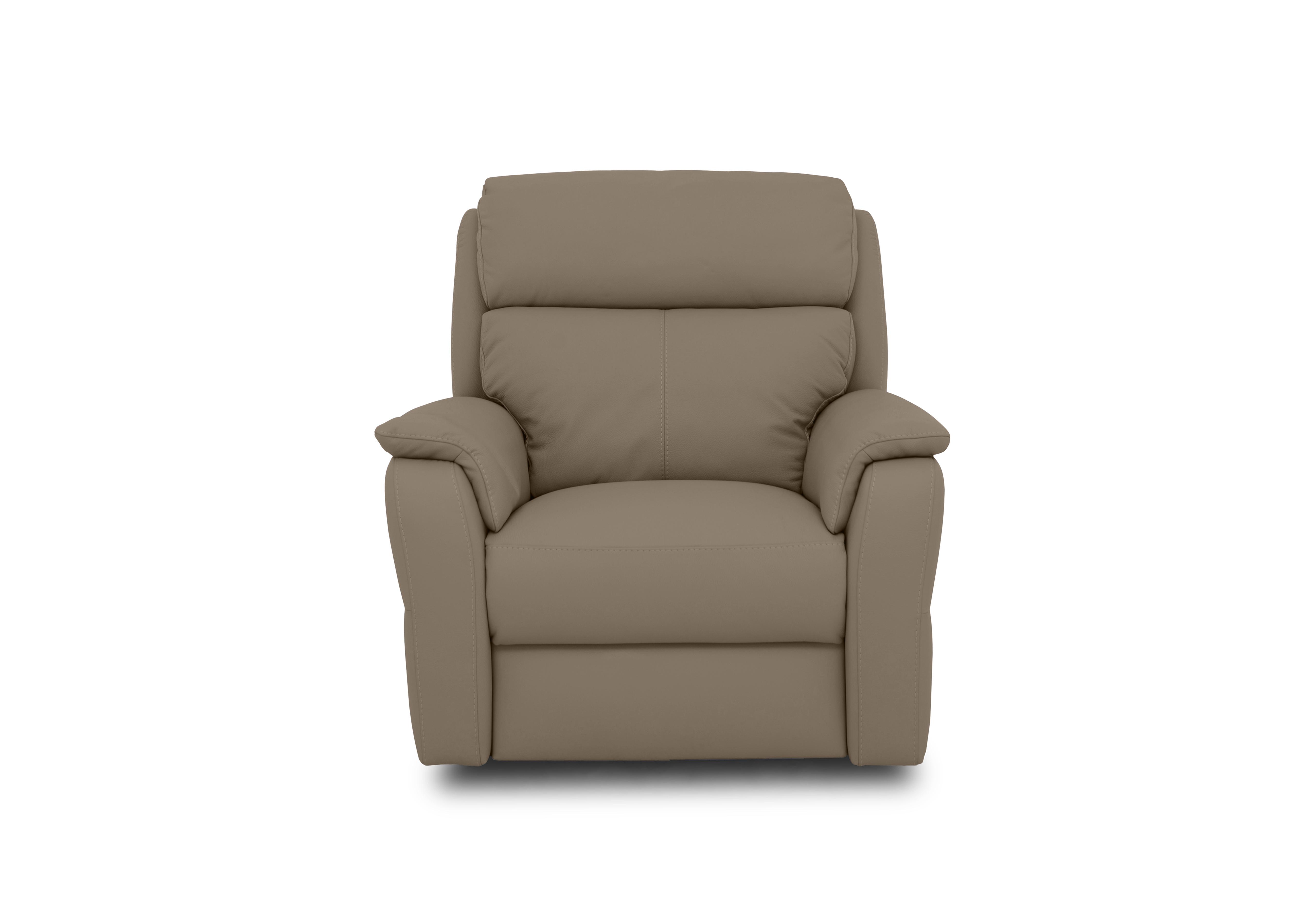 Vito Leather Power Recliner Chair with Power Headrest and Power Lumbar in Torello Taupe 312 on Furniture Village
