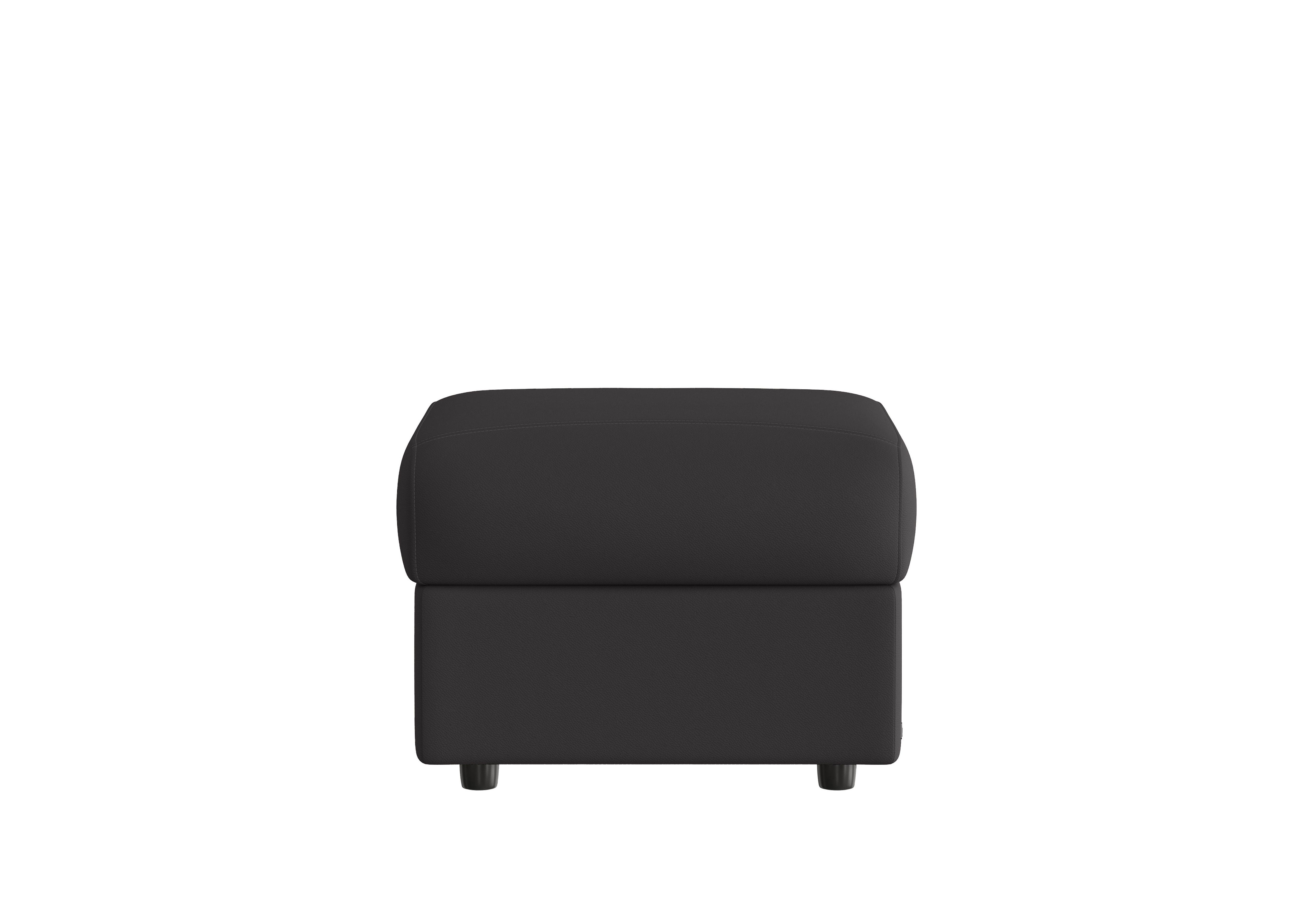 Vito Leather Storage Footstool in Botero Nero 2154 on Furniture Village