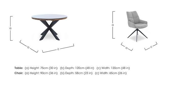 Kiara Round Dining Table with 4 Swivel Fabric Dining Chairs in  on Furniture Village