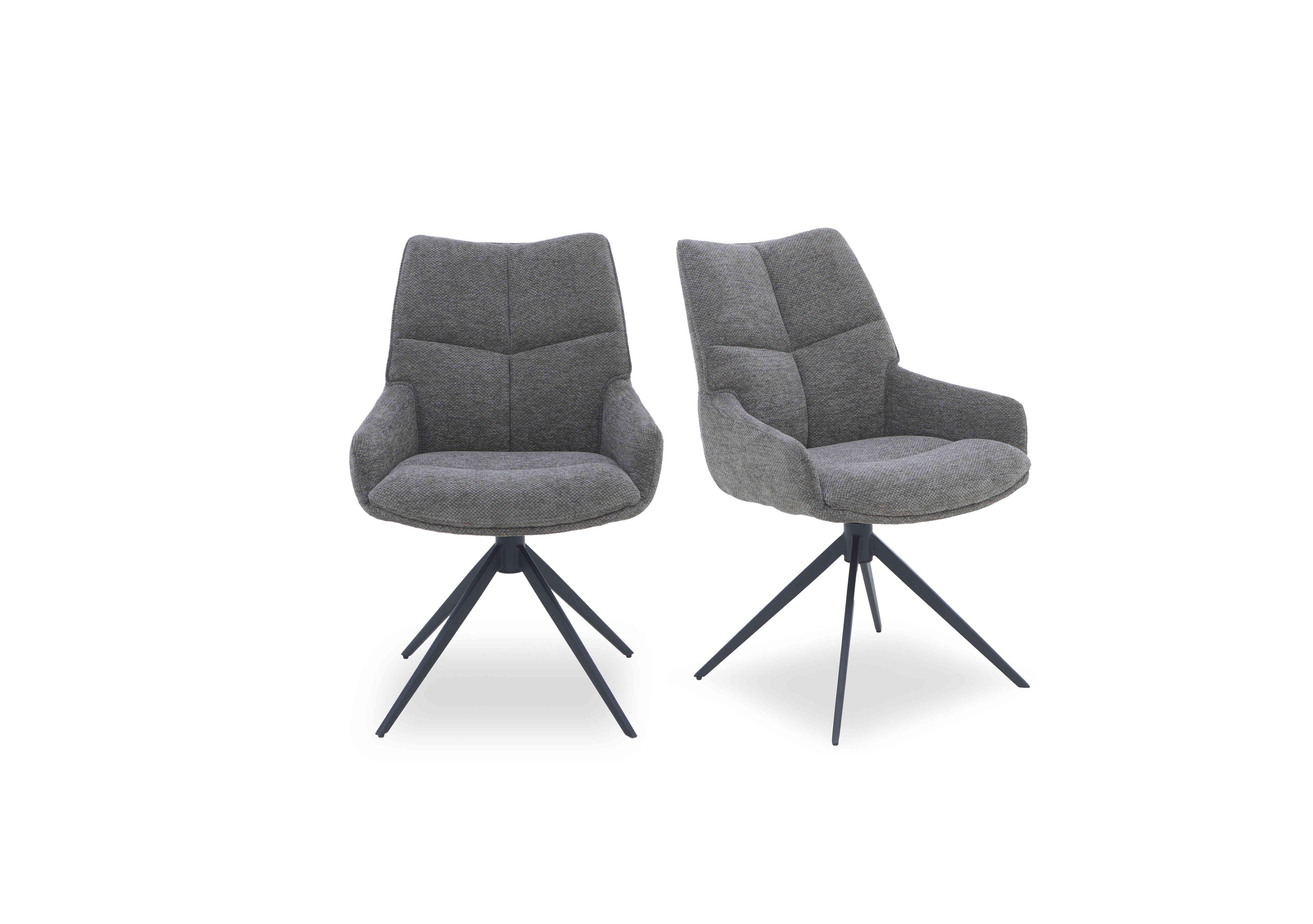 Kiara Pair of Fabric Swivel Dining Chairs in Ash on Furniture Village