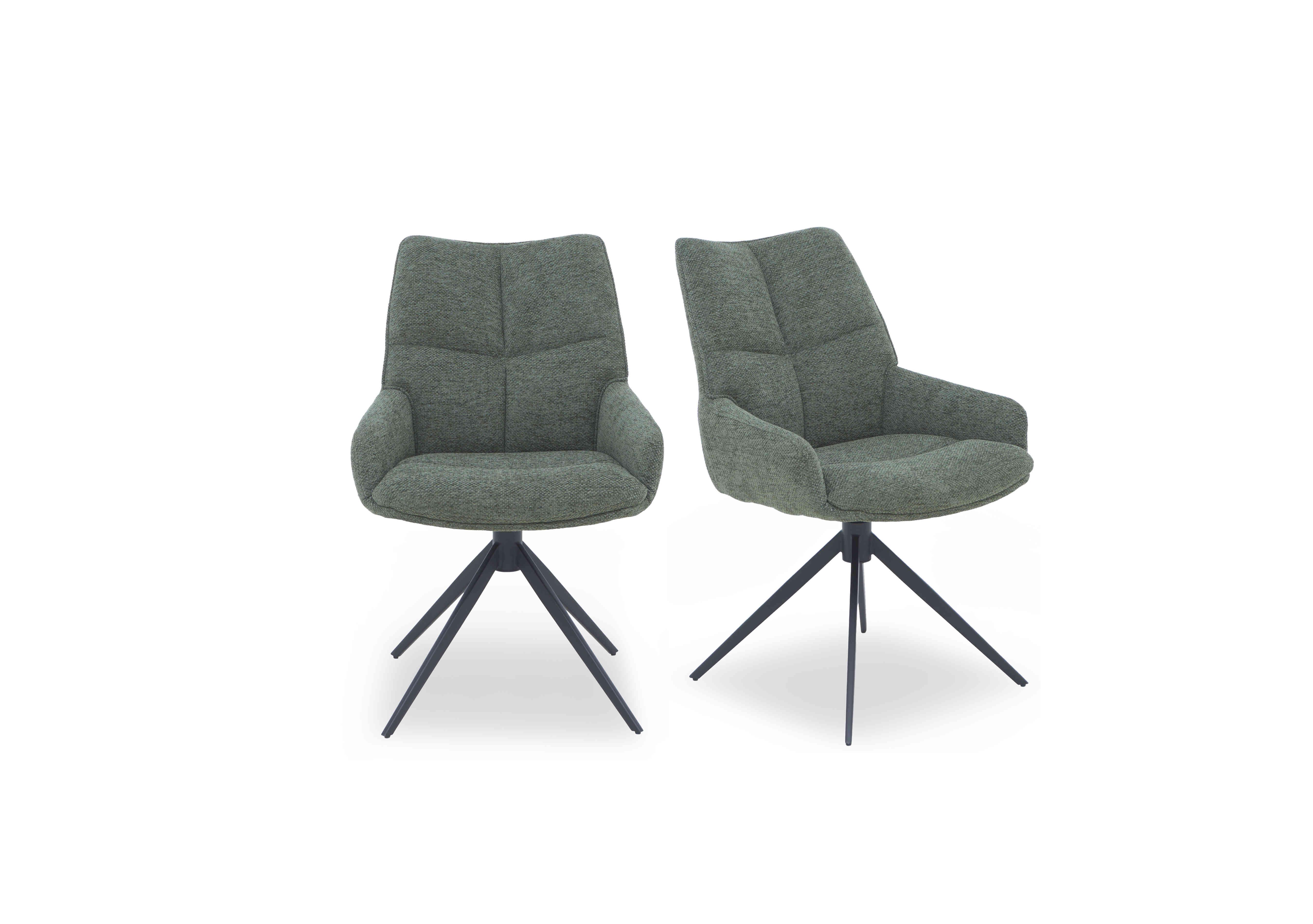 Kiara Pair of Fabric Swivel Dining Chairs in Forest on Furniture Village