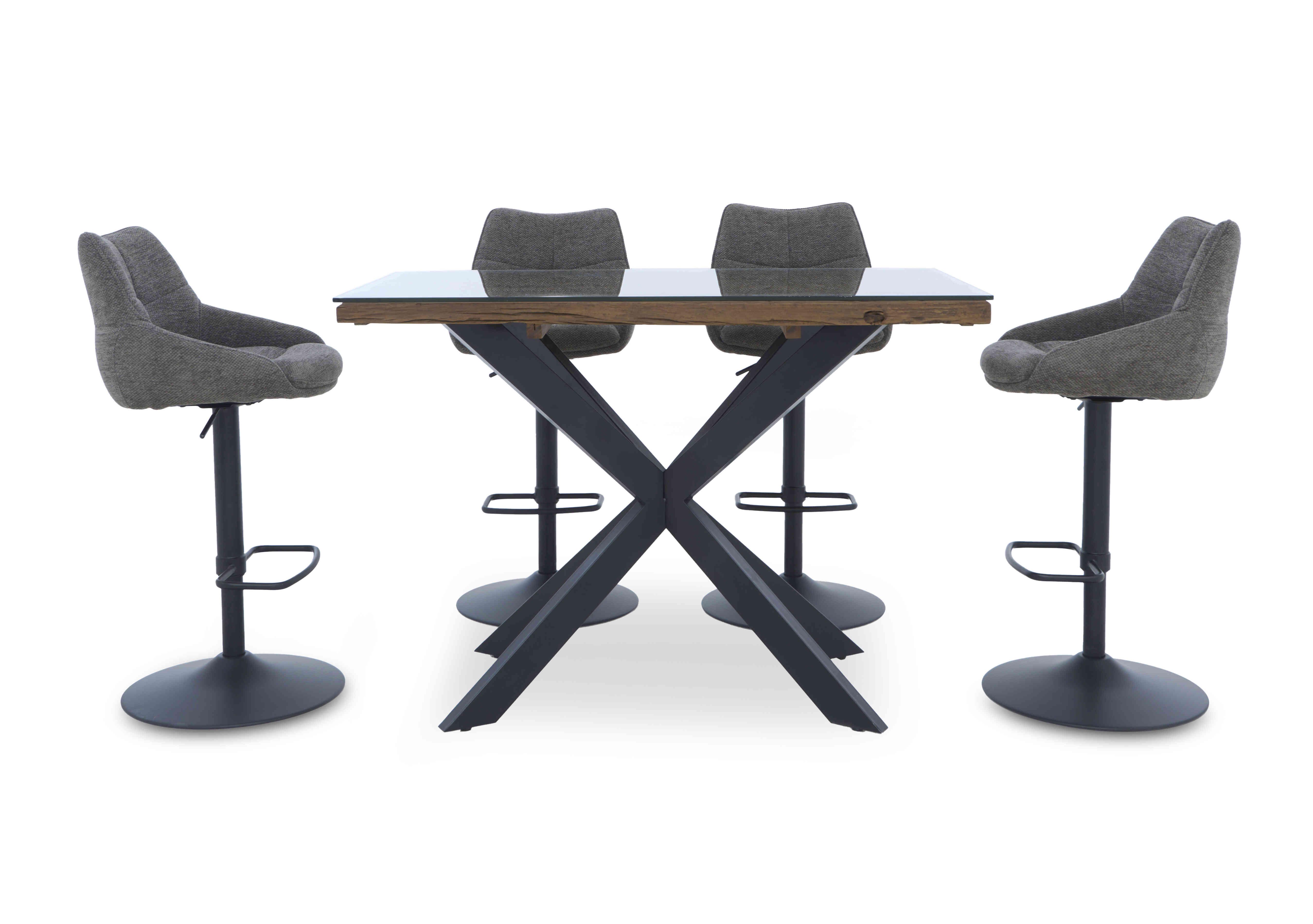 Kiara Bar Table and 4 Swivel Bar Stools in Ash on Furniture Village