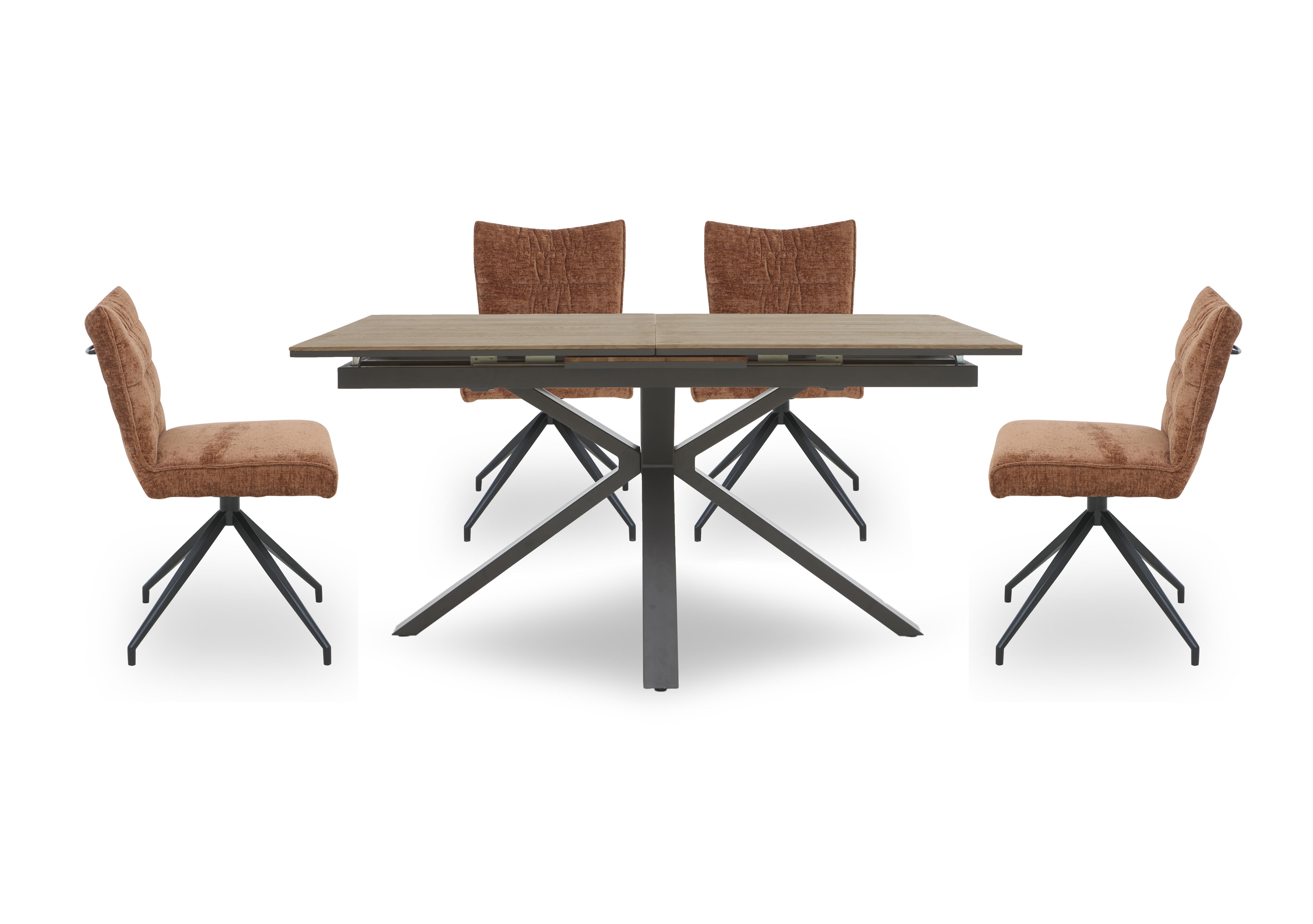 Saturn Pop-up Extending Dining Table and 4 Swivel Dining Chairs in Rust on Furniture Village
