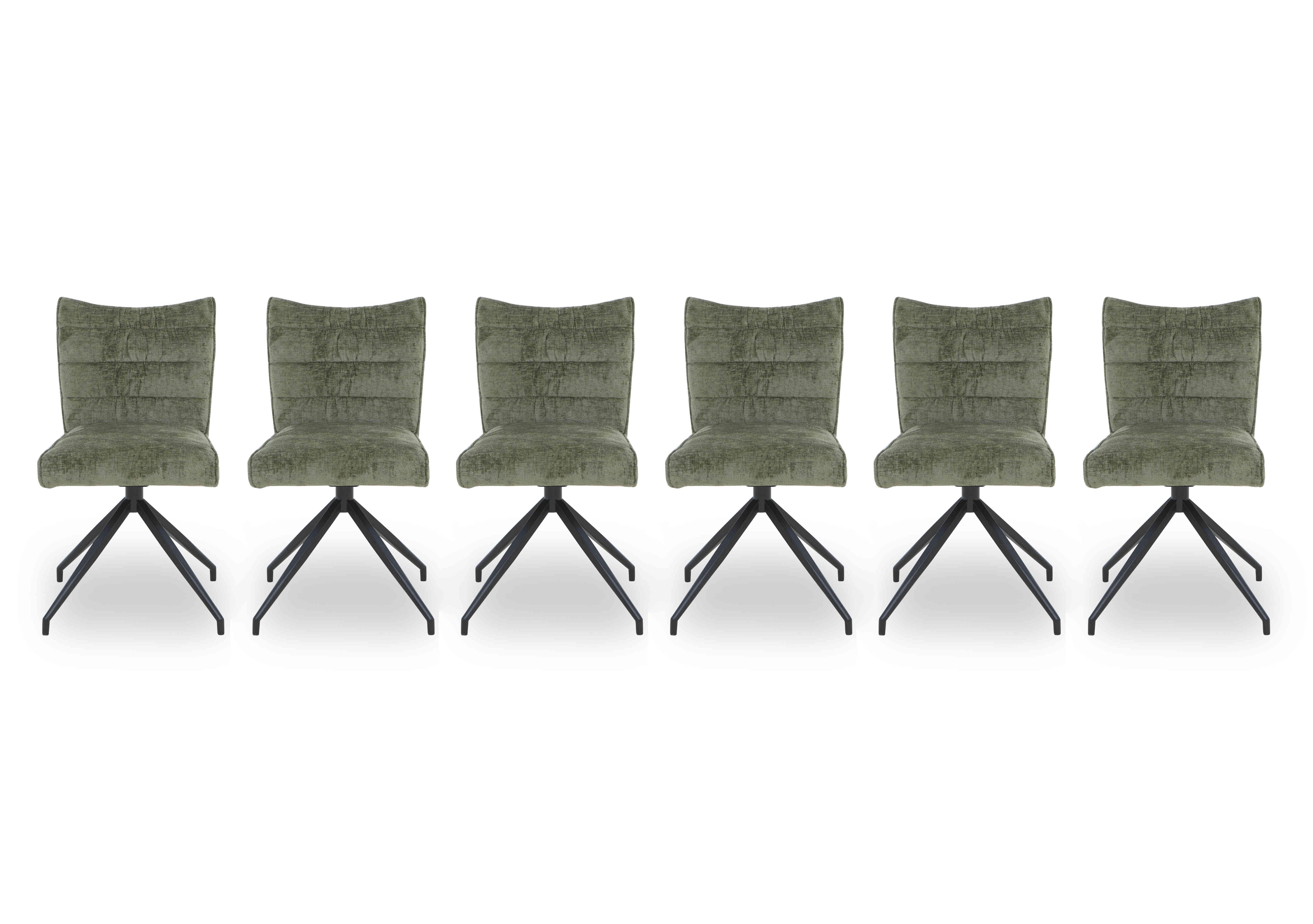 Saturn Set of 6 Swivel Dining Chairs in Green on Furniture Village