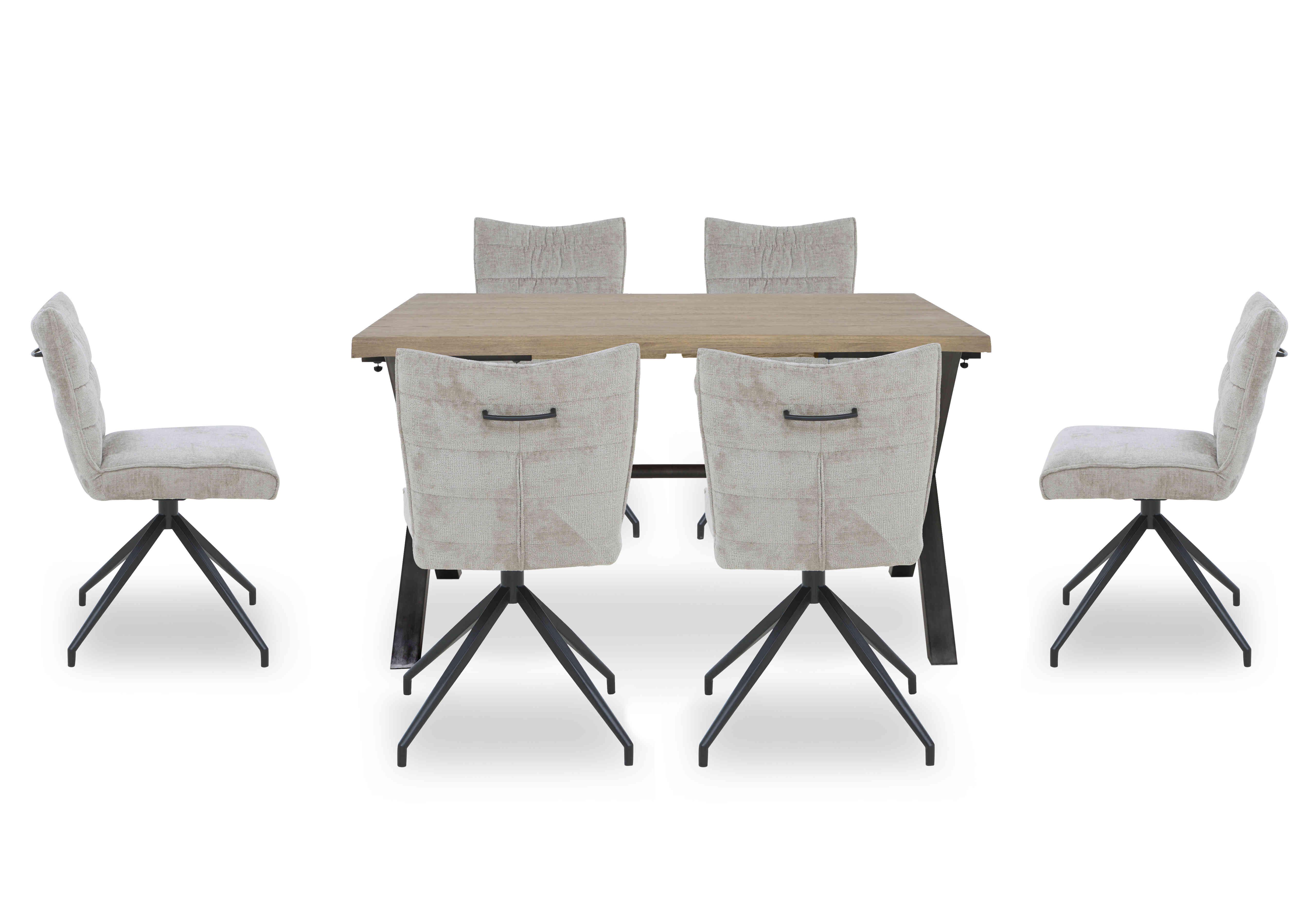 Saturn Small Straight Edge Dining Table and 6 Swivel Dining Chairs in Natural on Furniture Village