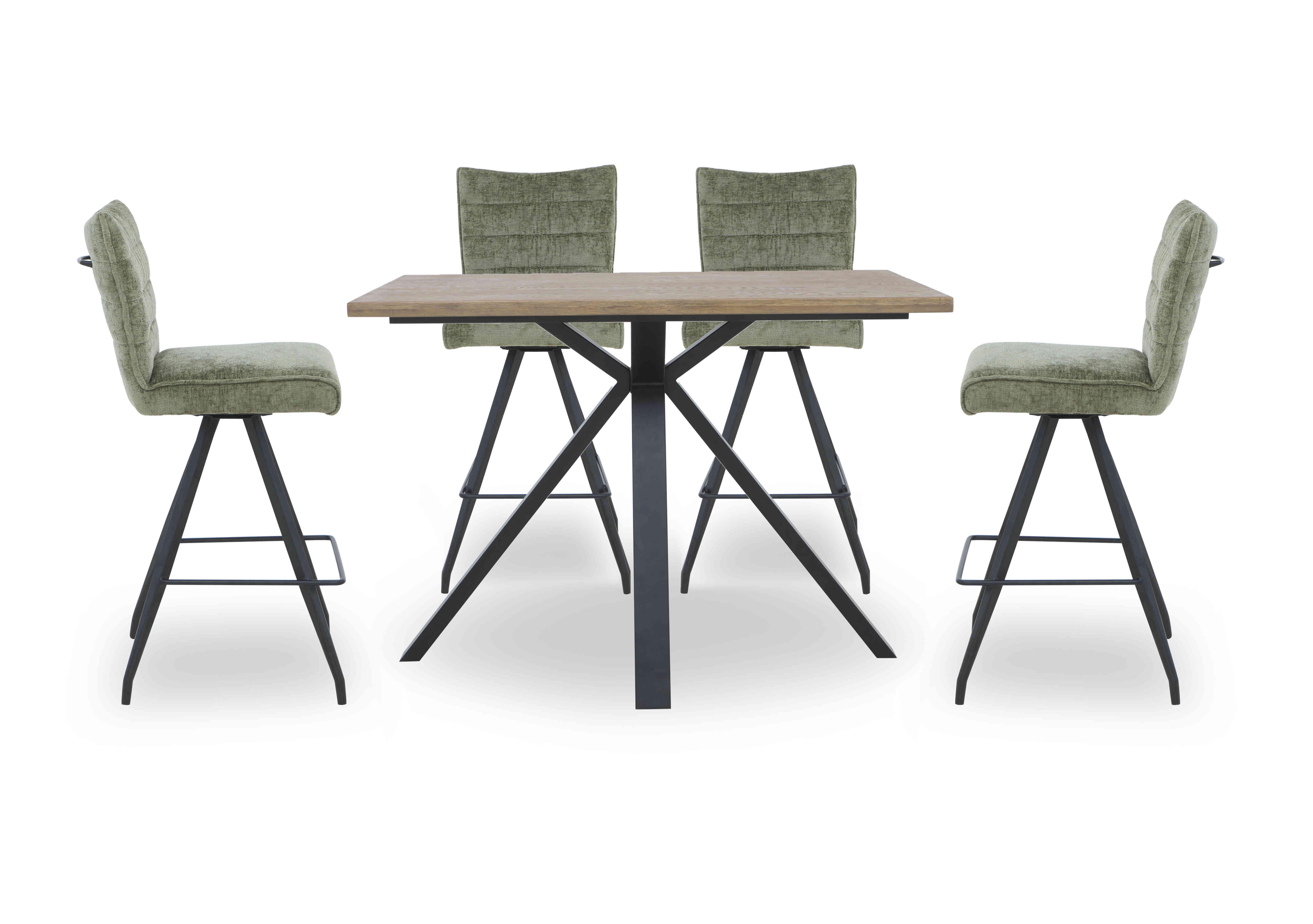 Saturn Bar Table and 4 Bar Stools in Green on Furniture Village