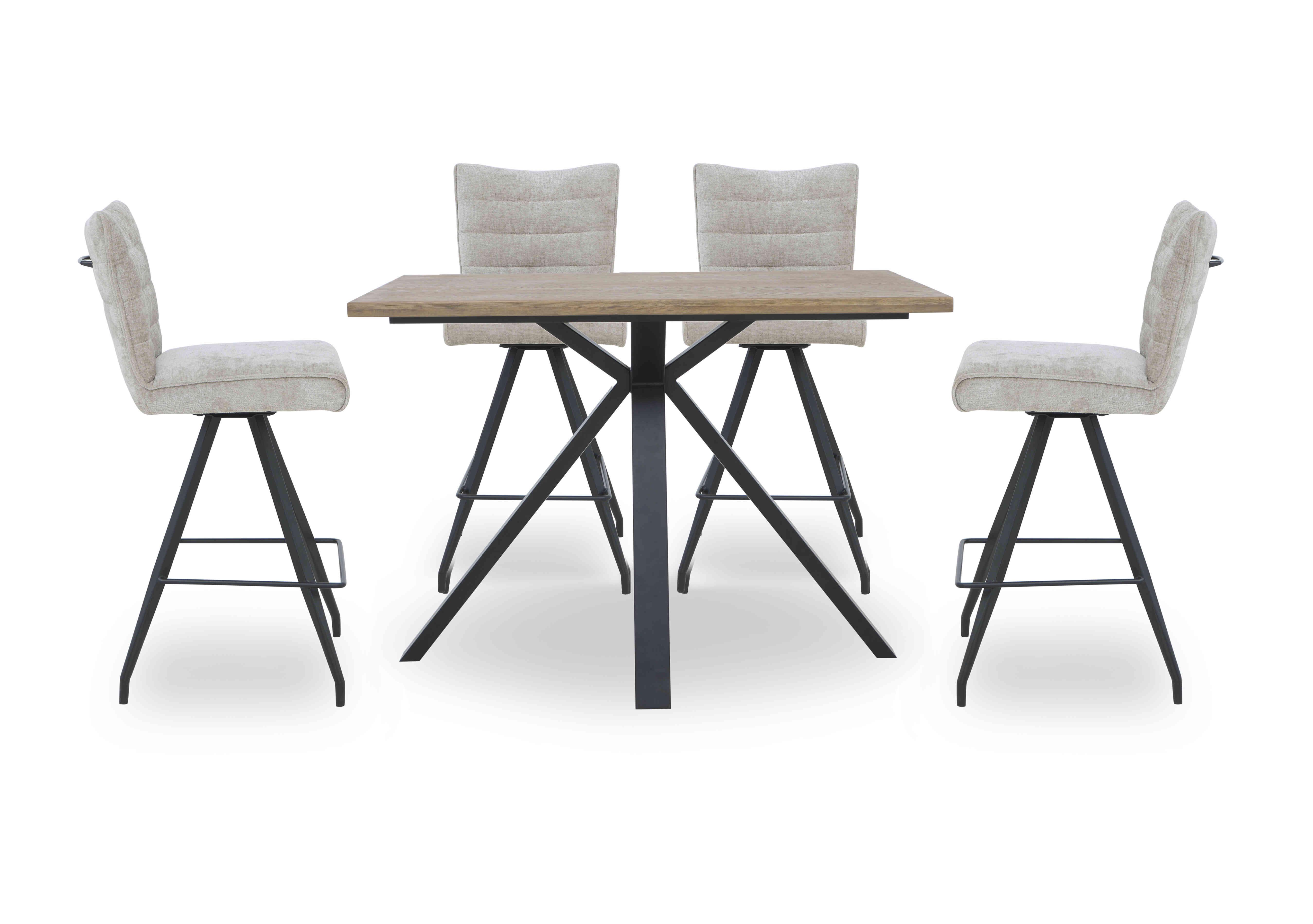 Saturn Bar Table and 4 Bar Stools in Natural on Furniture Village