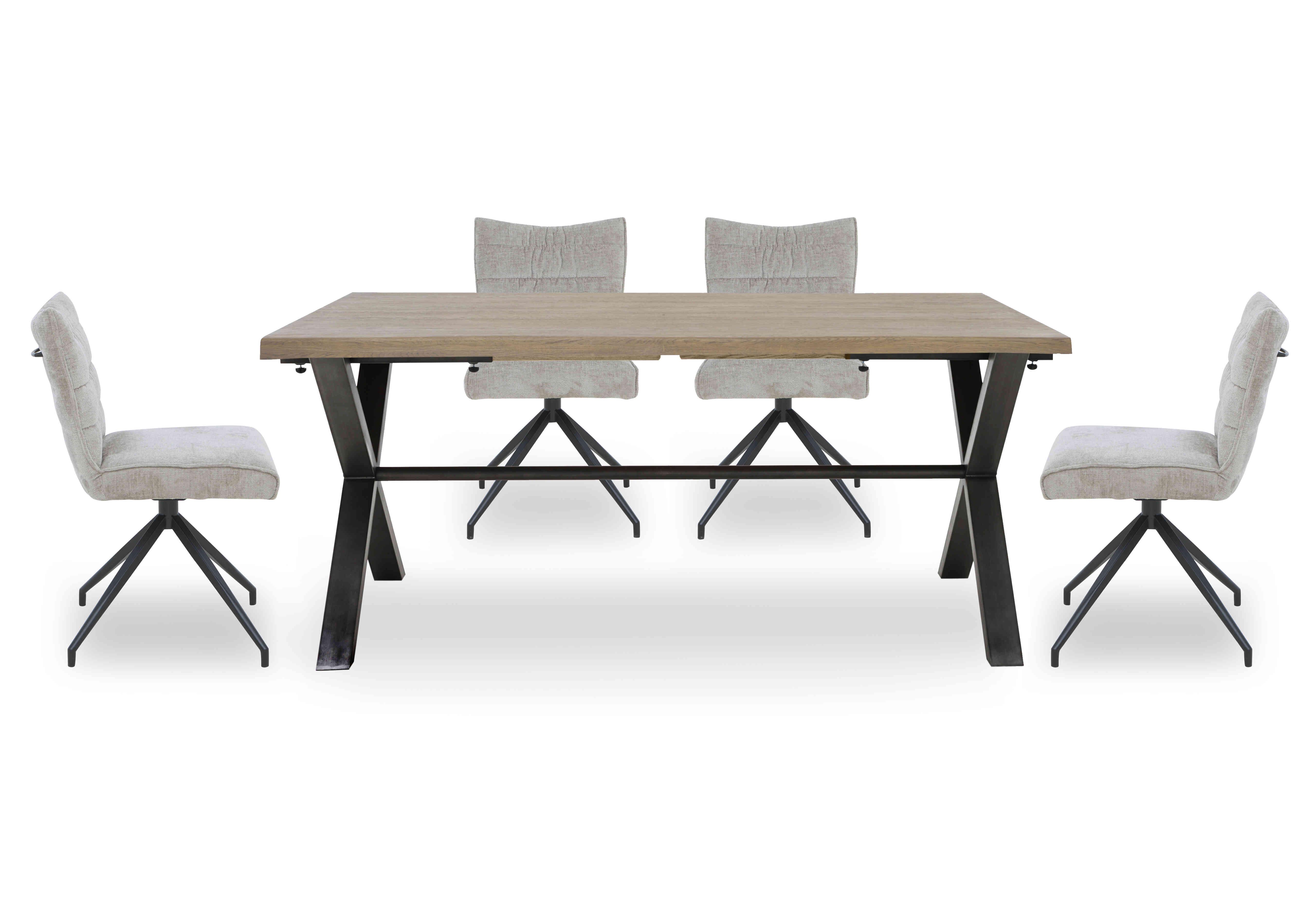 Saturn Large Straight Edge Dining Table and 4 Swivel Dining Chairs in Natural on Furniture Village
