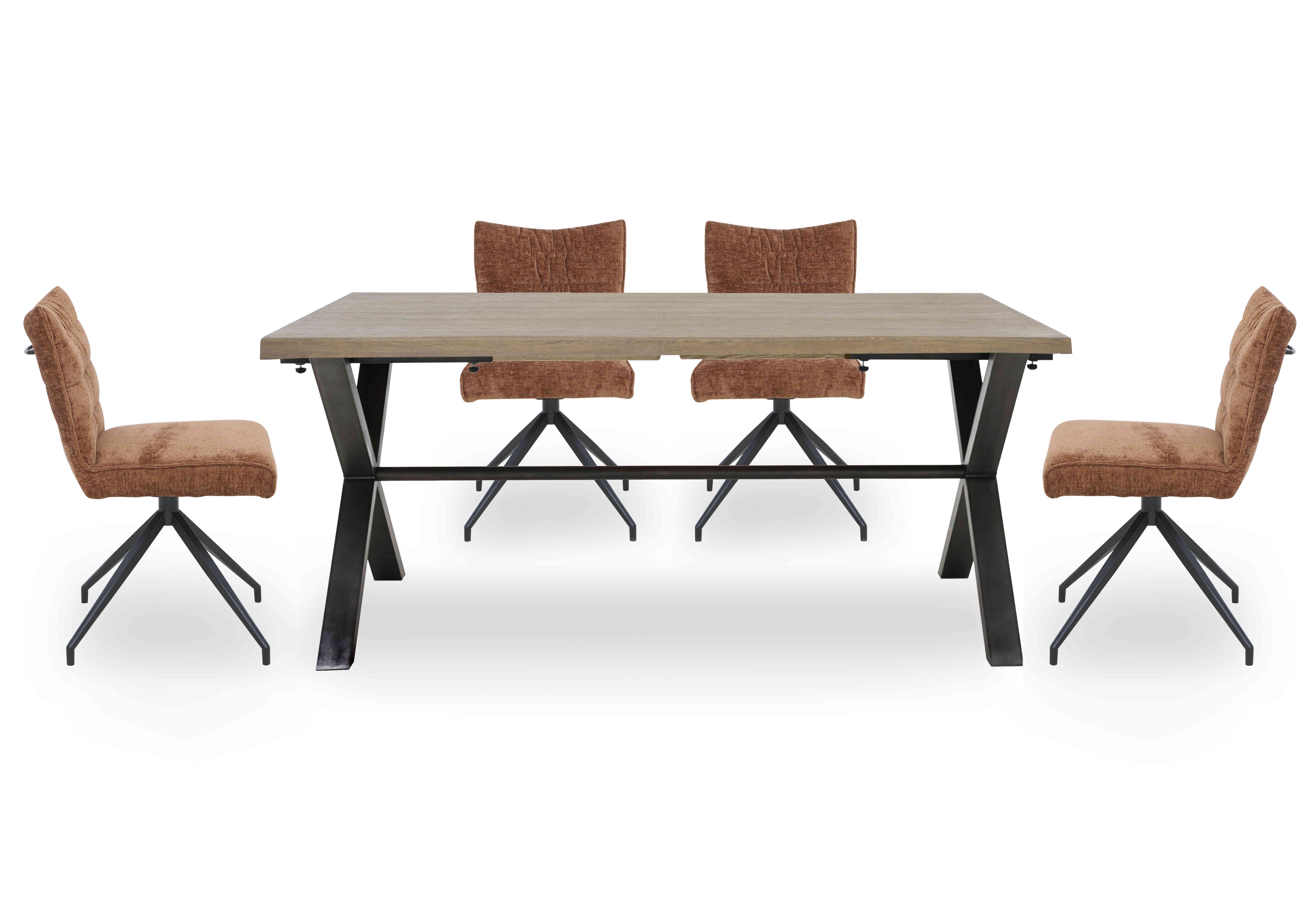 Saturn Large Straight Edge Dining Table and 4 Swivel Dining Chairs in Rust on Furniture Village