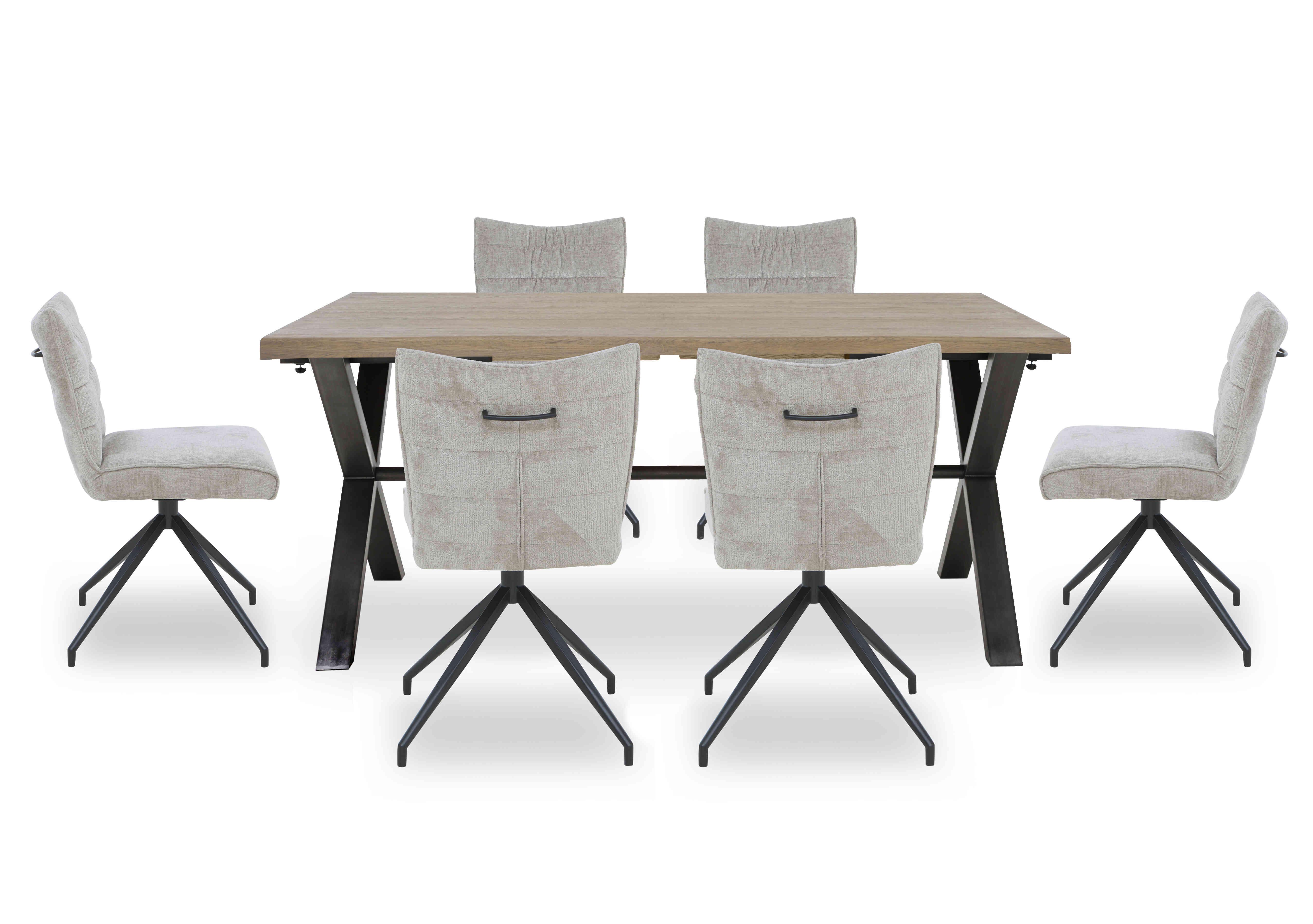 Saturn Large Straight Edge Dining Table and 6 Swivel Dining Chairs in Natural on Furniture Village